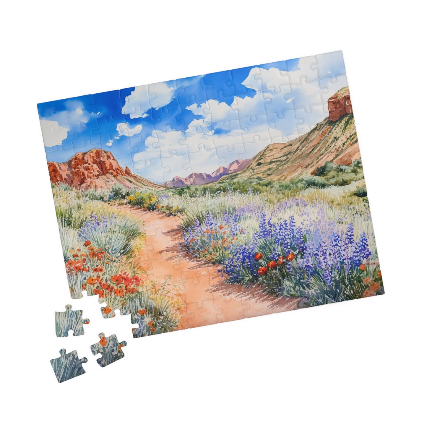 Desert Wildflower Trail Puzzle (110, 252, 520, 1014 Pieces) - Colorful Nature Puzzle, Hiking Scenery, Gift for Outdoor Lovers