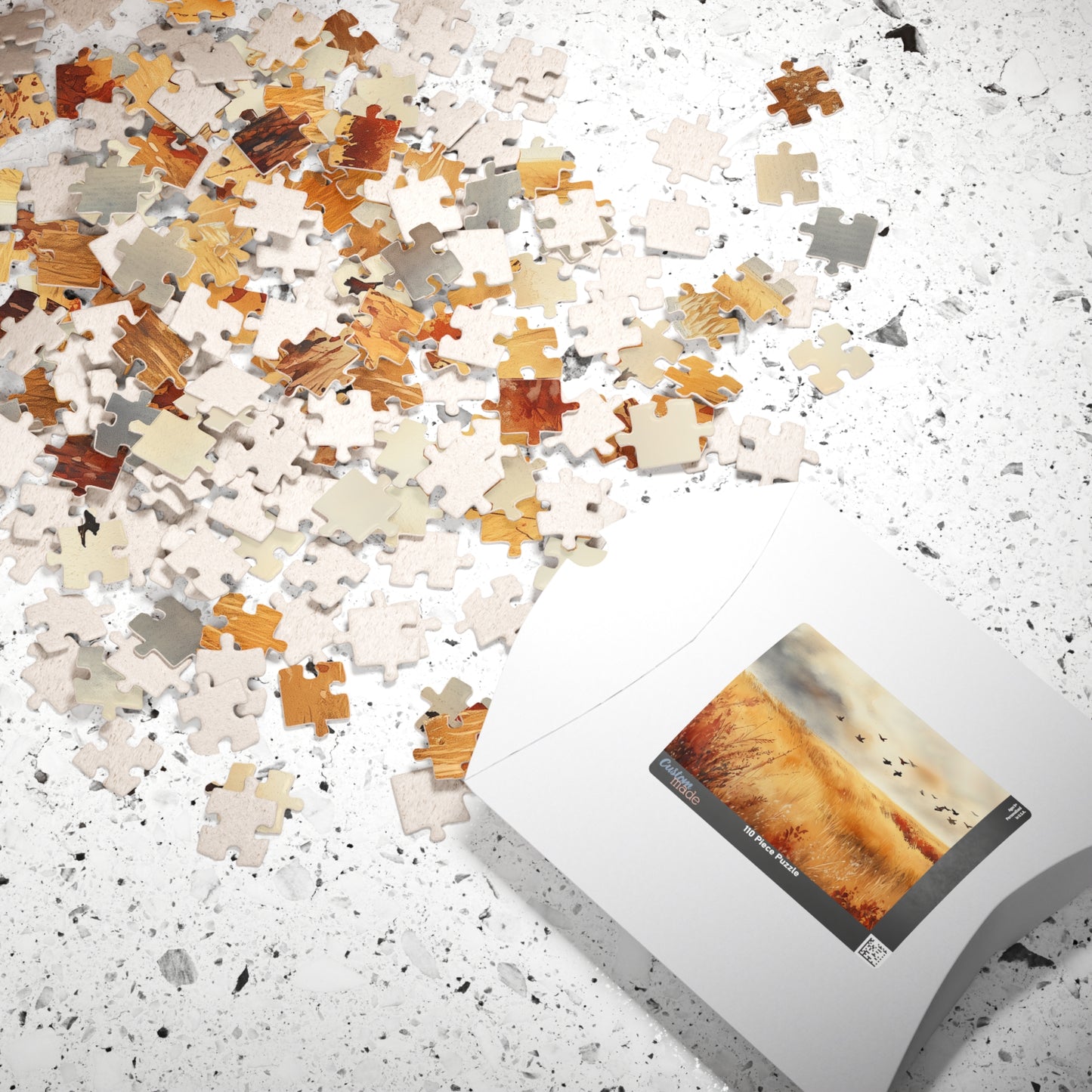 Golden Prairie Flight Puzzle (110, 252, 520, 1014 Pieces) - Autumn Grassland, Birds in Flight, Warm Earth Tones, Stress Relief, Home Decor