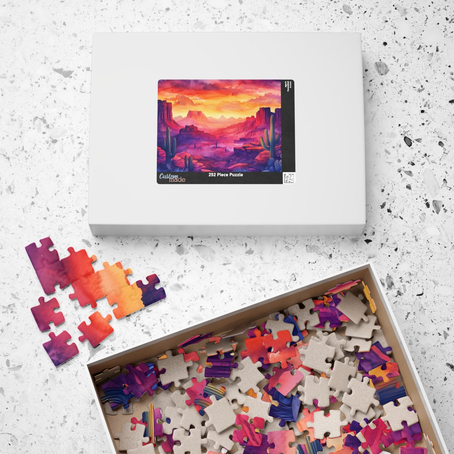 Cactus Canyon Sunset Puzzle (110, 252, 520, 1014 Pieces) - Vibrant Desert Scene, Bold Nature Puzzle, Southwest Landscape Gift