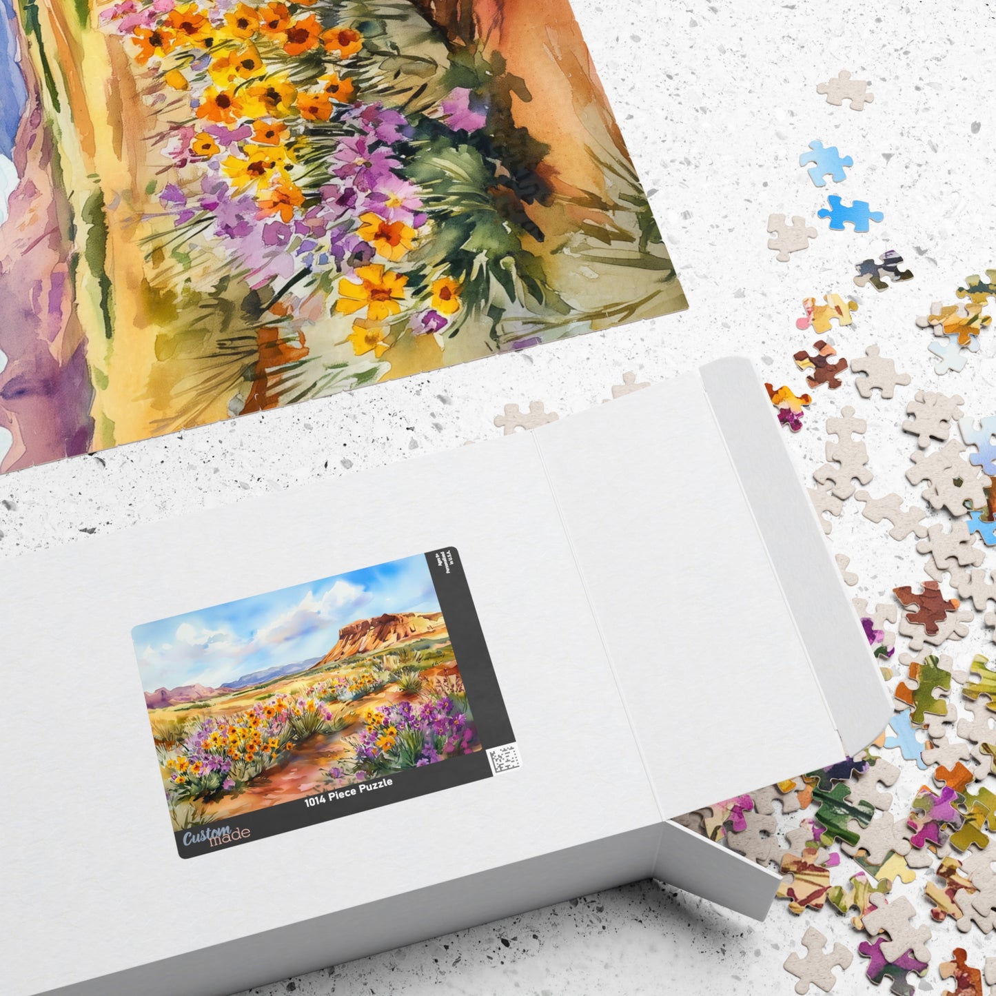 Desert Bloom Puzzle (110, 252, 520, 1014 Pieces) - Wildflower Landscape Jigsaw, Southwest Art, Gift for Nature & Puzzle Lovers