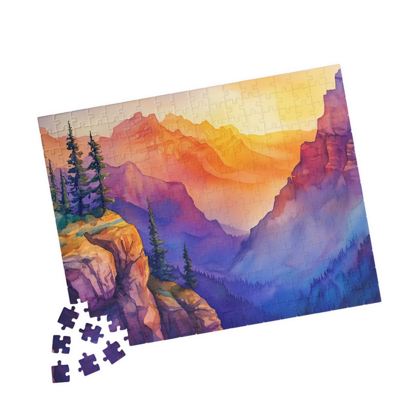 Painted Mountain Range Puzzle (110, 252, 520, 1014 Pieces) - Colorful Nature Puzzle, Sunset Landscape Art, Gift for Outdoor Lovers