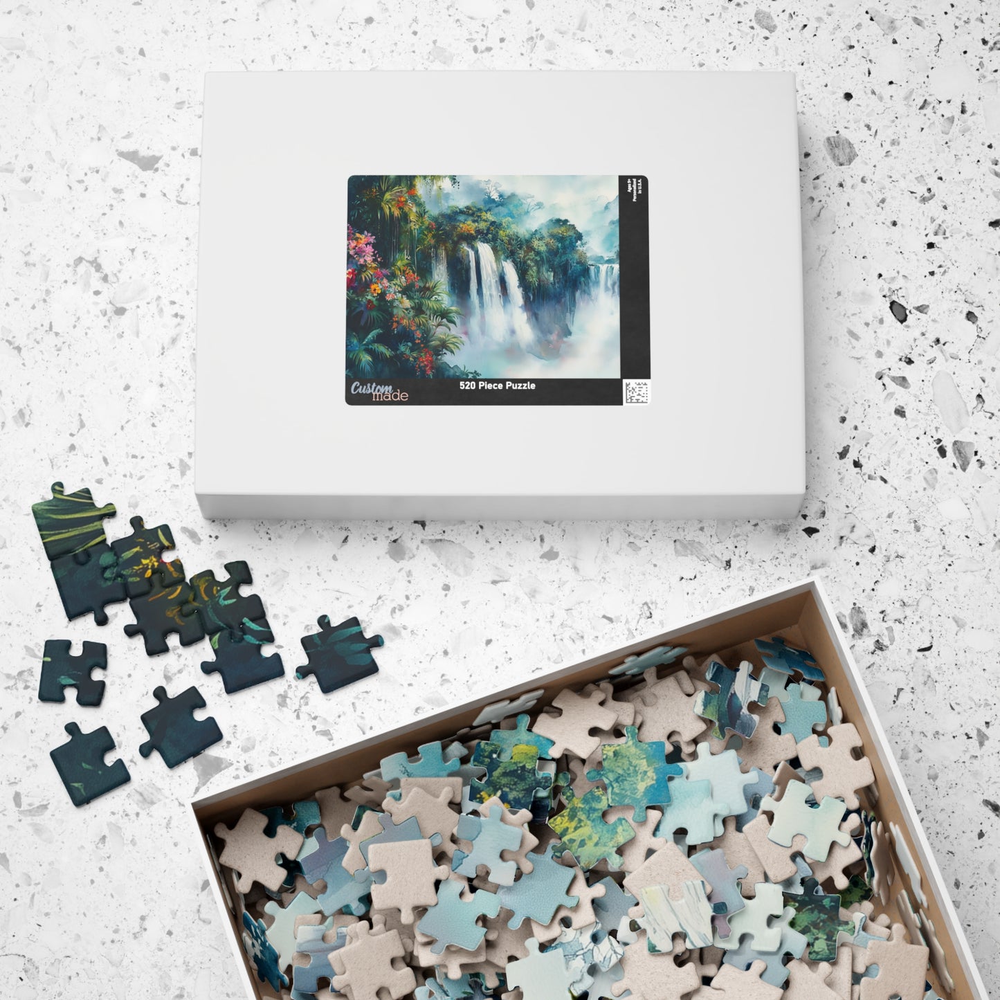 Jungle Waterfall Escape Puzzle (110, 252, 520, 1014 Pieces) - Tropical Nature Puzzle, Vibrant Rainforest Scene, Gift for Puzzle Enthusiasts