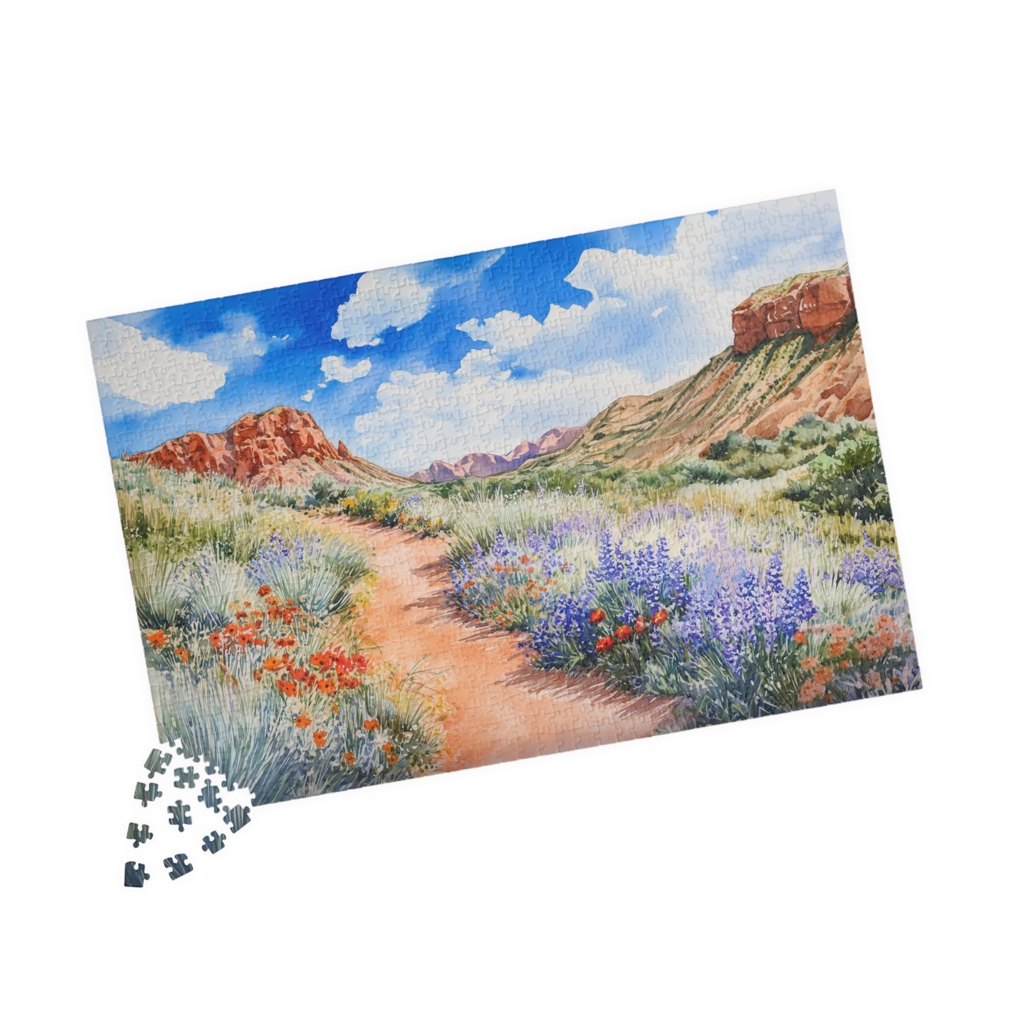 Desert Wildflower Trail Puzzle (110, 252, 520, 1014 Pieces) - Colorful Nature Puzzle, Hiking Scenery, Gift for Outdoor Lovers