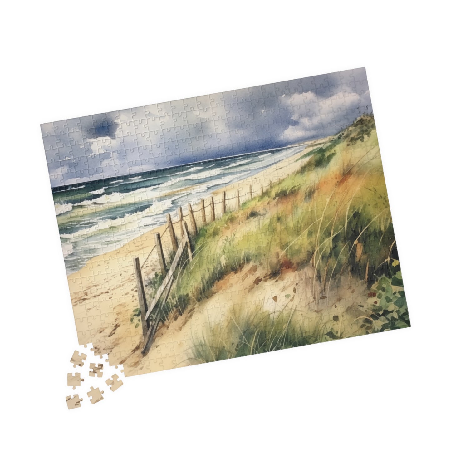 Coastal Dune Puzzle (110, 252, 520, 1014 Pieces) - Tranquil Beach Scene, Soothing Ocean Art, Relaxing Puzzle for Beach Lovers & Families