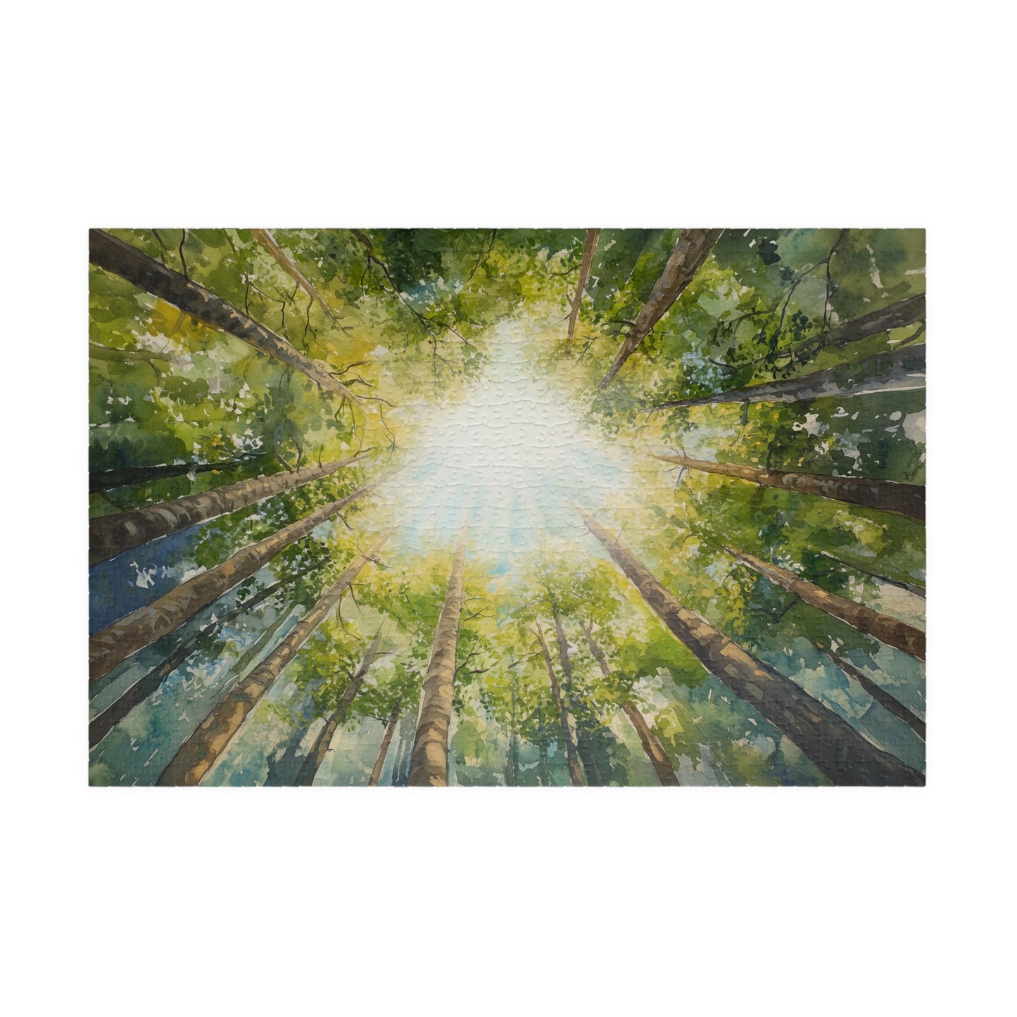 Looking Up Forest Canopy Puzzle (110, 252, 520, 1014 Pieces) - Tree Tops Jigsaw, Nature Perspective Puzzle, Tranquil Forest Gift
