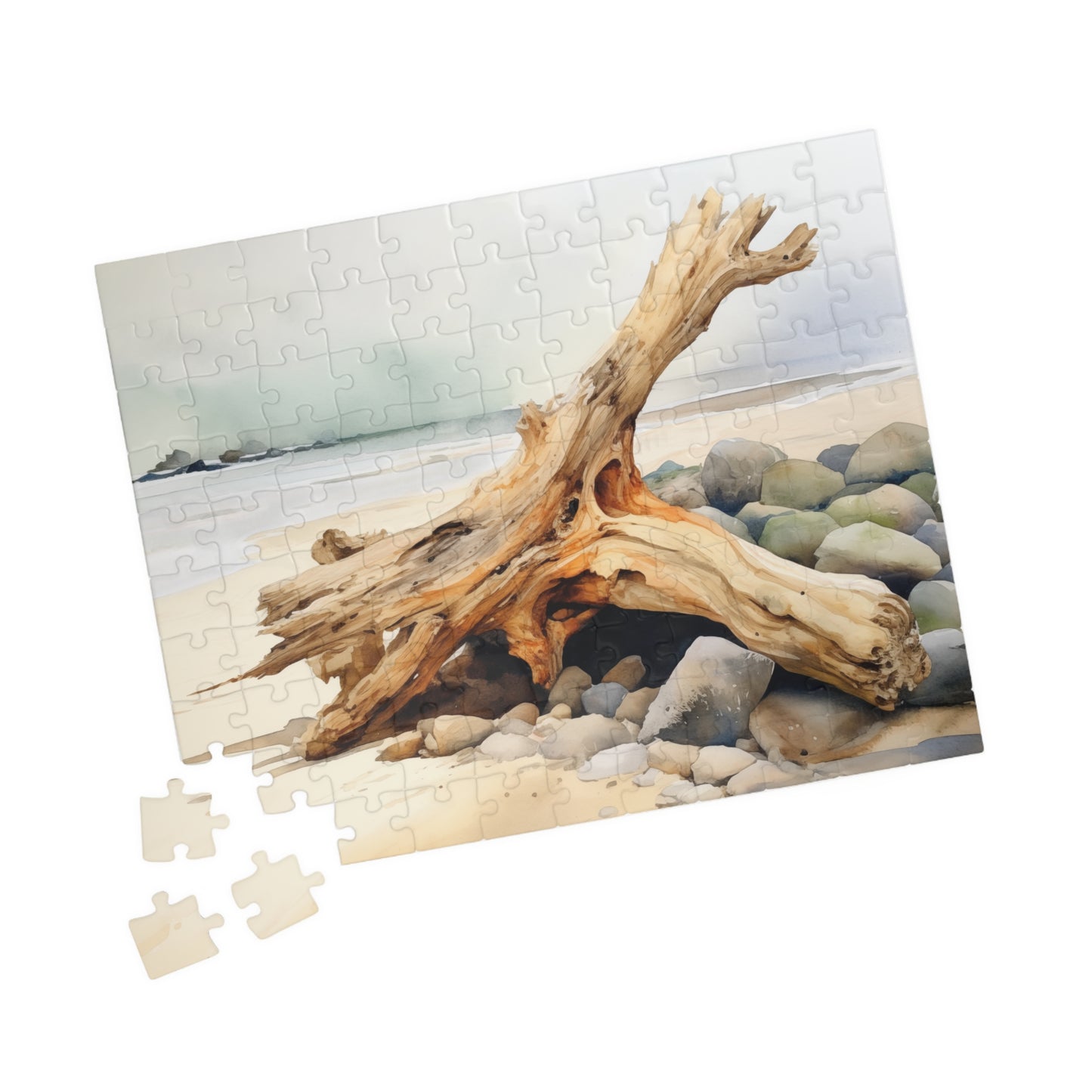 Driftwood Coast Puzzle (110, 252, 520, 1014 Pieces) - Serene Beach Decor, Relaxing Coastal Art, Mindful Gift for Nature Lovers