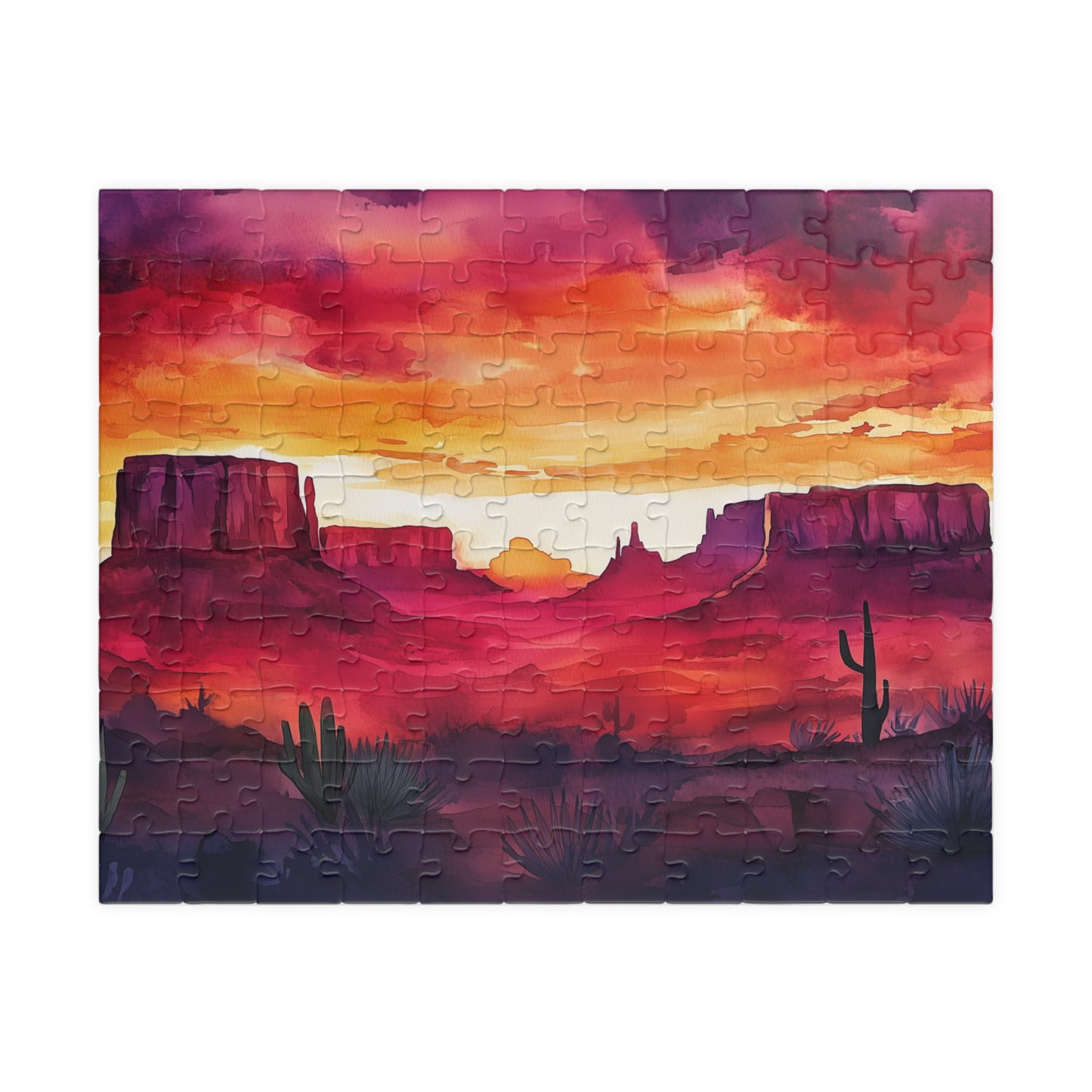 Desert Mesa Puzzle (110, 252, 520, 1014 Pieces) - Southwest Sunset Jigsaw, Bold Nature Art, Gift for Desert Lovers
