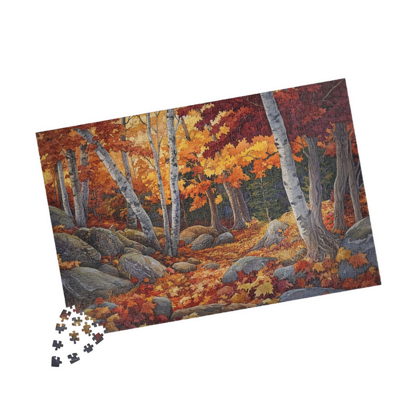 Autumn Mountain Puzzle (110, 252, 520, 1014 Pieces) - Fall Foliage Jigsaw, Forest Trail Art, Nature Gift, Cozy Seasonal Decor