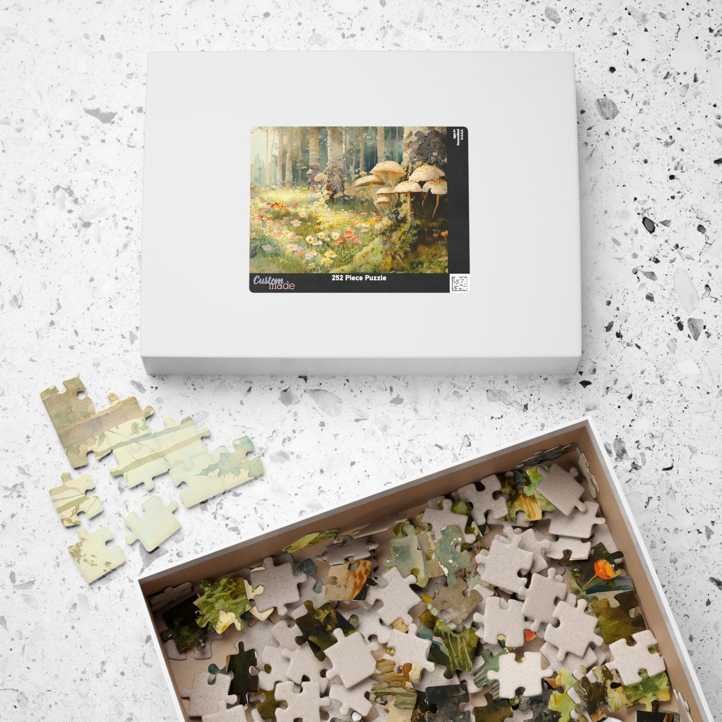 Woodland Glade Puzzle (110, 252, 520, 1014 Pieces) - Forest Flowers Jigsaw, Mushroom Puzzle Art, Cozy Nature Gift