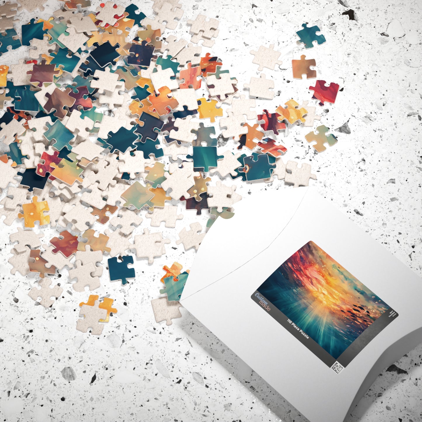Underwater Sunset Puzzle (110, 252, 520, 1014 Pieces) - Ocean Perspective, Warm Glow, Dreamy Watercolor Scene, Nature-Inspired Puzzle