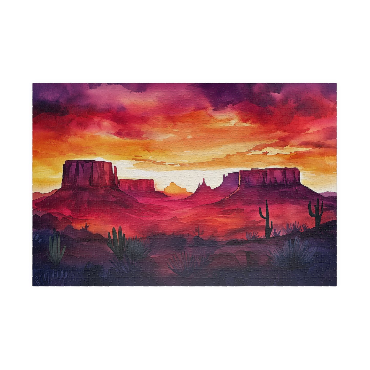Desert Mesa Puzzle (110, 252, 520, 1014 Pieces) - Southwest Sunset Jigsaw, Bold Nature Art, Gift for Desert Lovers