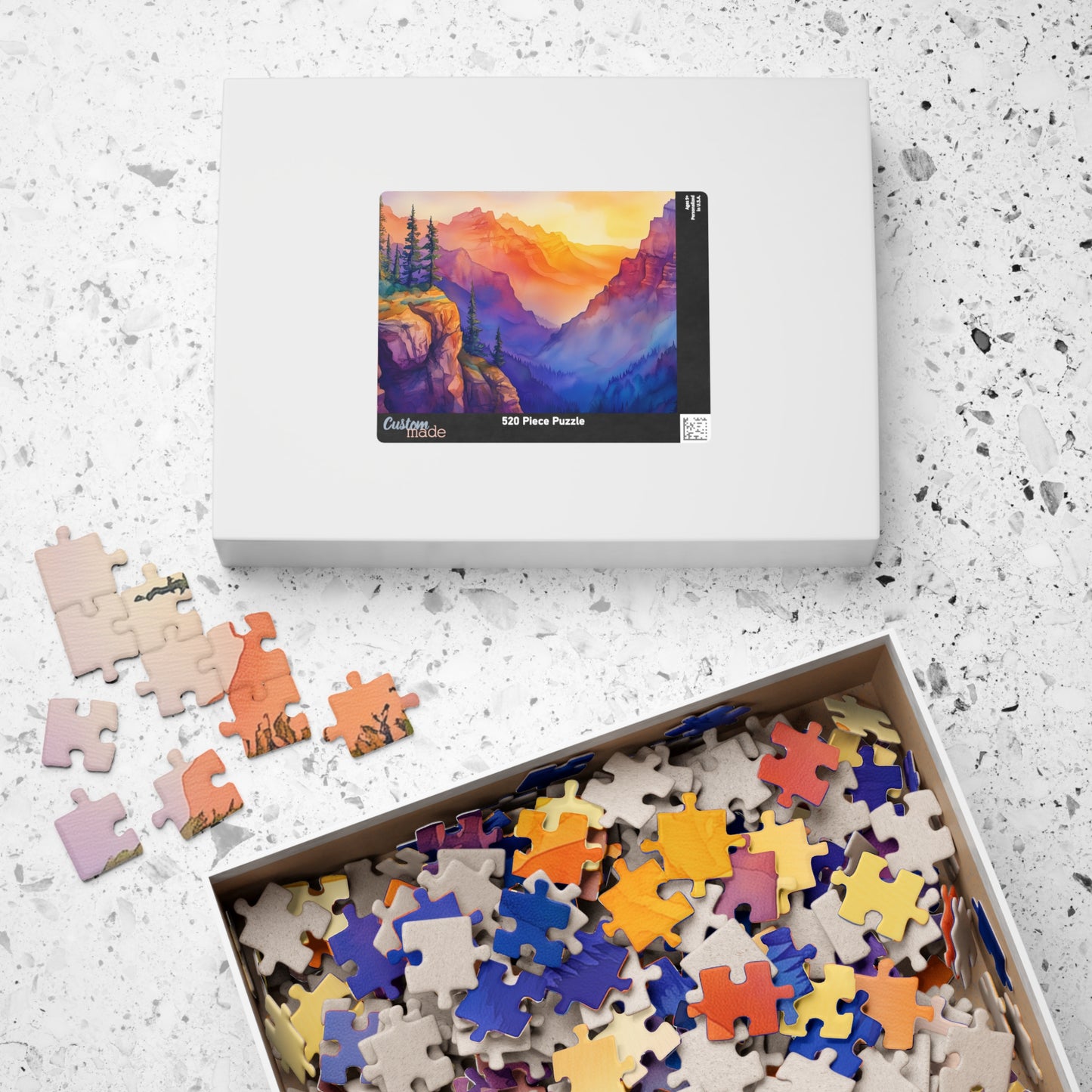 Painted Mountain Range Puzzle (110, 252, 520, 1014 Pieces) - Colorful Nature Puzzle, Sunset Landscape Art, Gift for Outdoor Lovers