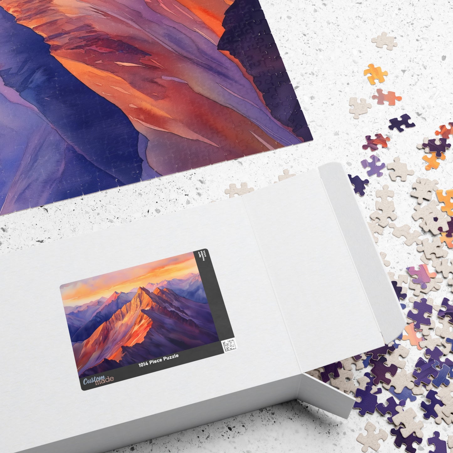 Vivid Mountain Ridge Puzzle (110, 252, 520, 1014 Pieces) - Fiery Mountain Peaks, Radiant Sunset Glow, Majestic Landscape