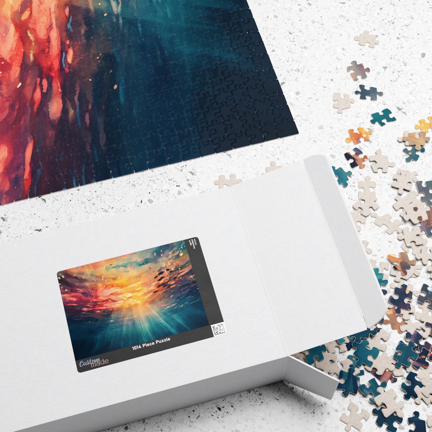 Underwater Sunset Puzzle (110, 252, 520, 1014 Pieces) - Ocean Perspective, Warm Glow, Dreamy Watercolor Scene, Nature-Inspired Puzzle
