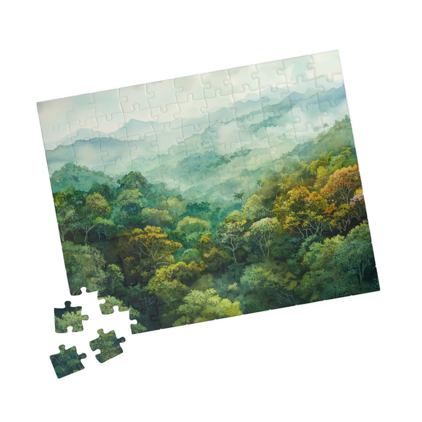 Misty Jungle Canopy Puzzle (110, 252, 520, 1014 Pieces) - Tropical Rainforest Puzzle, Green Nature Decor, Gift for Puzzle & Travel Lovers