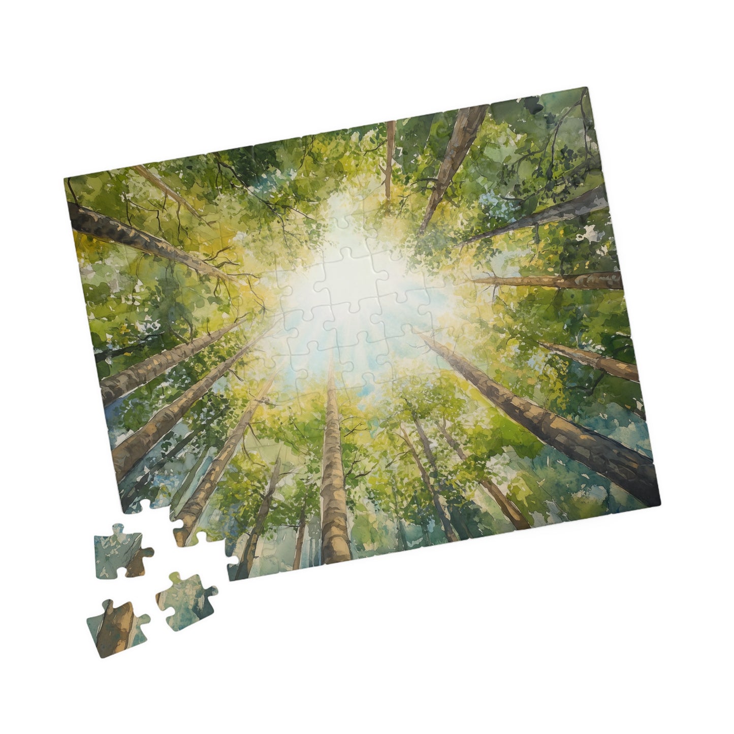 Looking Up Forest Canopy Puzzle (110, 252, 520, 1014 Pieces) - Tree Tops Jigsaw, Nature Perspective Puzzle, Tranquil Forest Gift