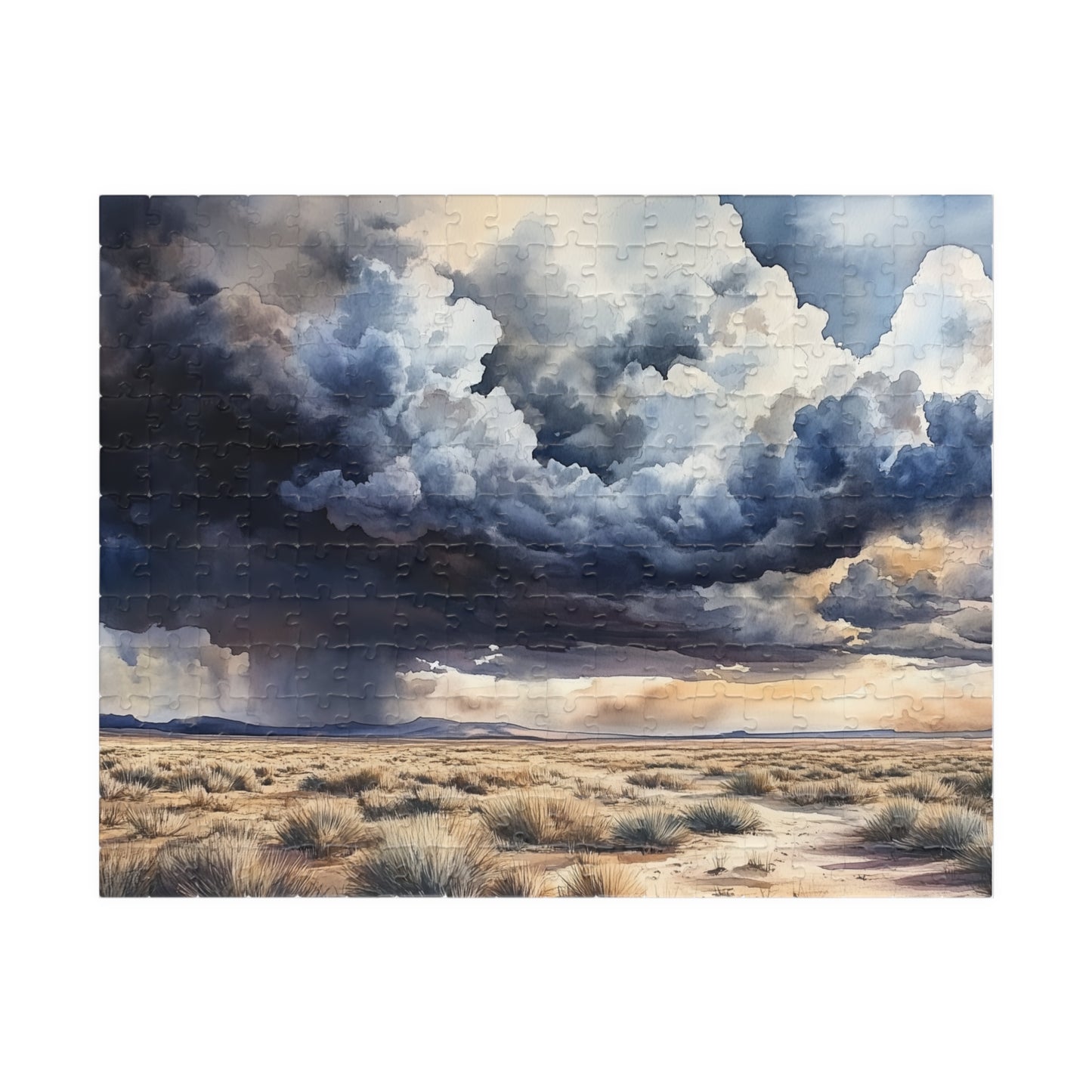 Desert Storm Puzzle (110, 252, 520, 1014 Pieces) - Moody Nature Jigsaw, Stormy Sky Art, Southwestern Puzzle, Gift for Landscape Lovers