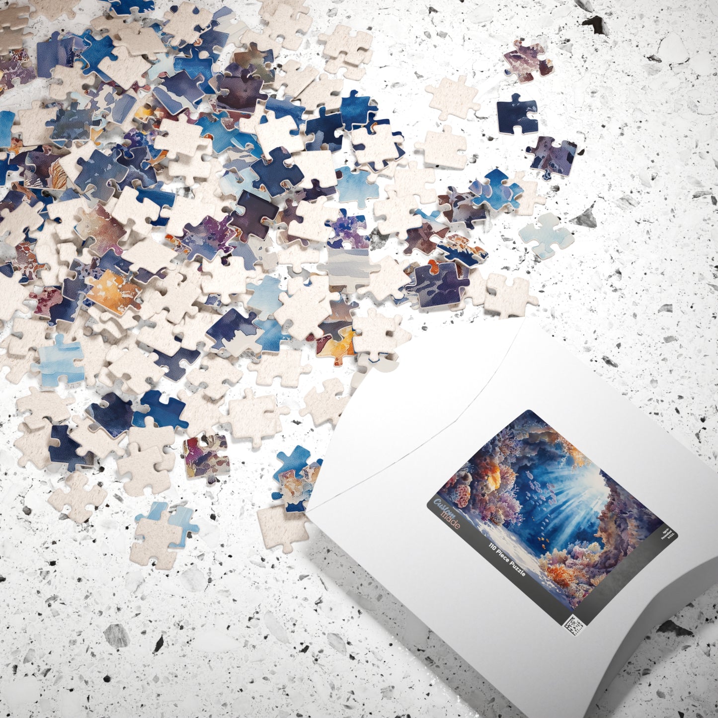 Underwater Reef Cave Puzzle (110, 252, 520, 1014 Pieces) - Ocean Cave, Sunbeams, Coral Reef, Dreamy Watercolor Puzzle