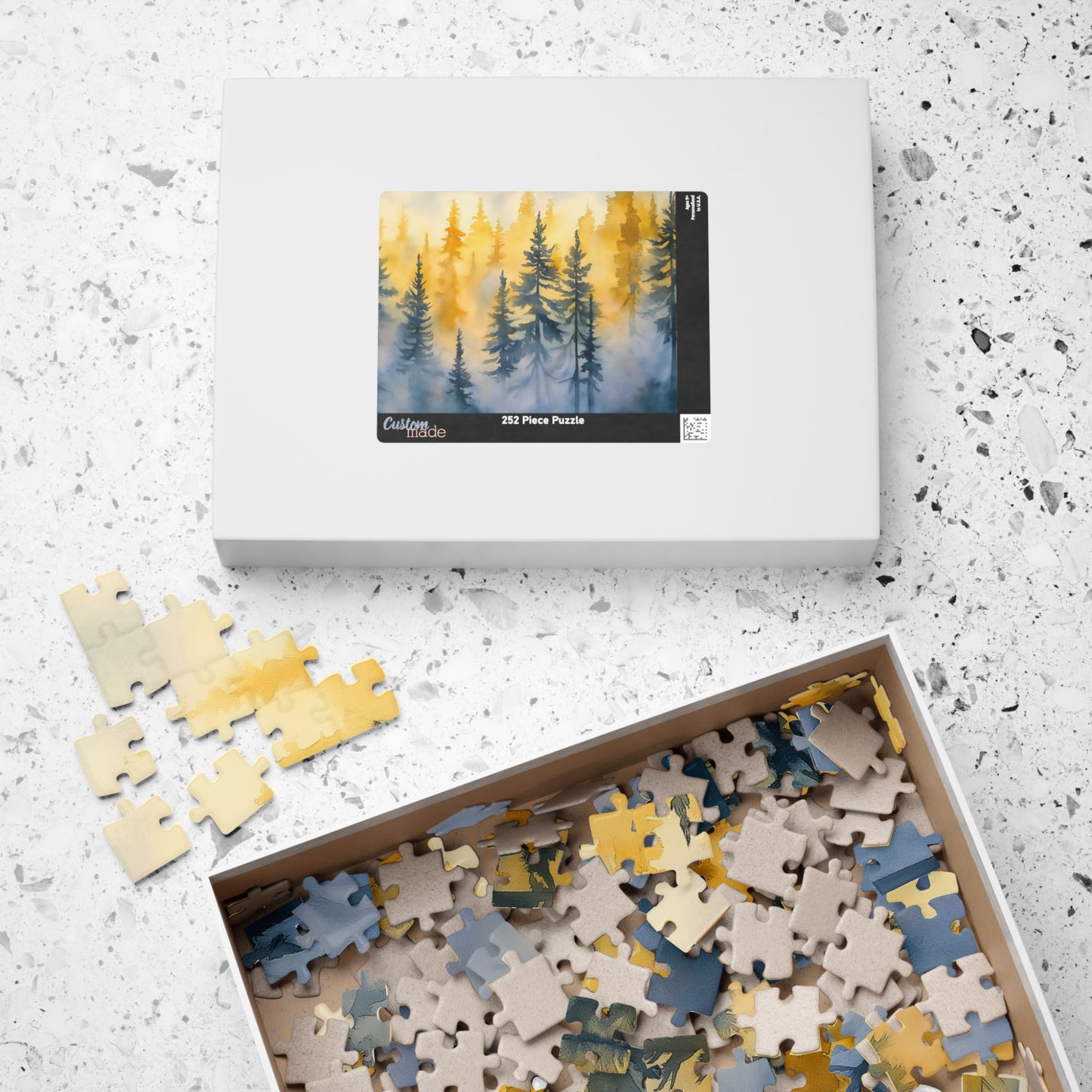 Misty Pines Puzzle (110, 252, 520, 1014 Pieces) - Moody Forest Jigsaw, Evergreen Wall Art, Calm Nature Puzzle for Relaxation