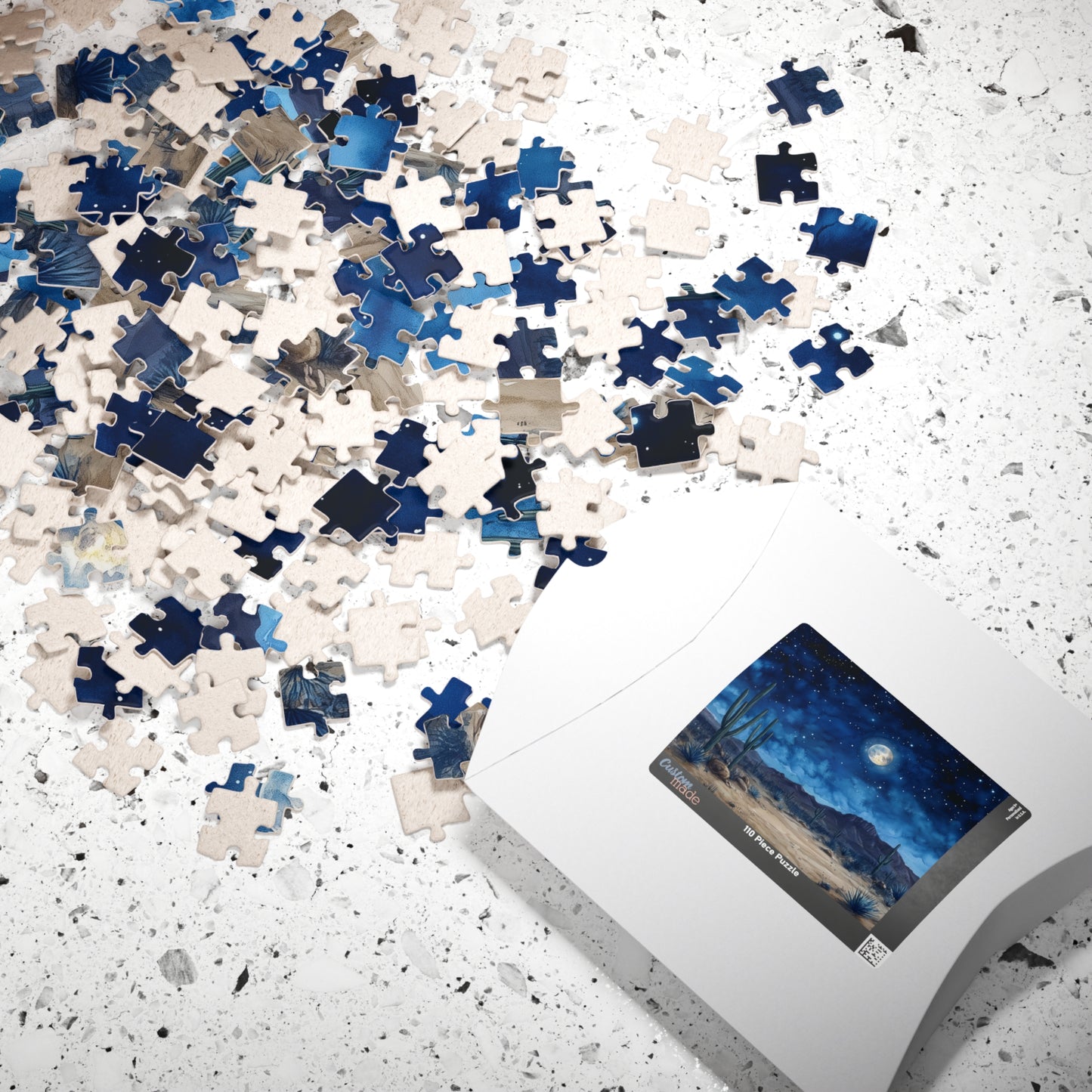 Desert Night Sky Puzzle (110, 252, 520, 1014 Pieces) - Moonlit Southwest Scene, Starry Sky Jigsaw, Gift for Nature Lovers
