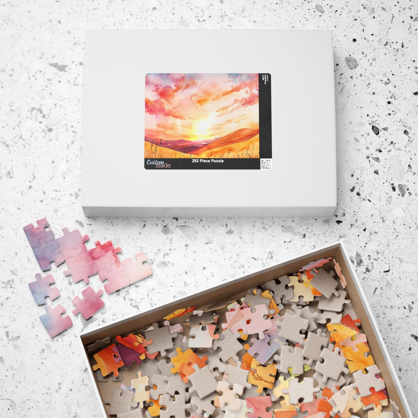 Golden Prairie Sunset Puzzle (110, 252, 520, 1014 Pieces) - Warm Tones, Rolling Hills, Tranquil Evening Sky, Cozy Evenings, Home Decor
