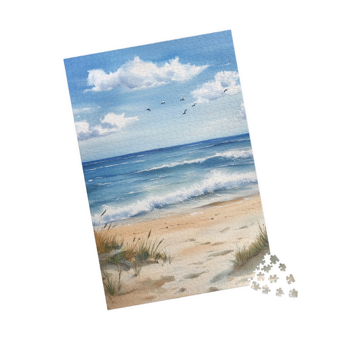 Bright Beach Day Puzzle (110, 252, 520, 1014 Pieces) - Coastal Ocean View, Serene Dunes & Waves, Beach House Decor, Relaxing Puzzle Gift