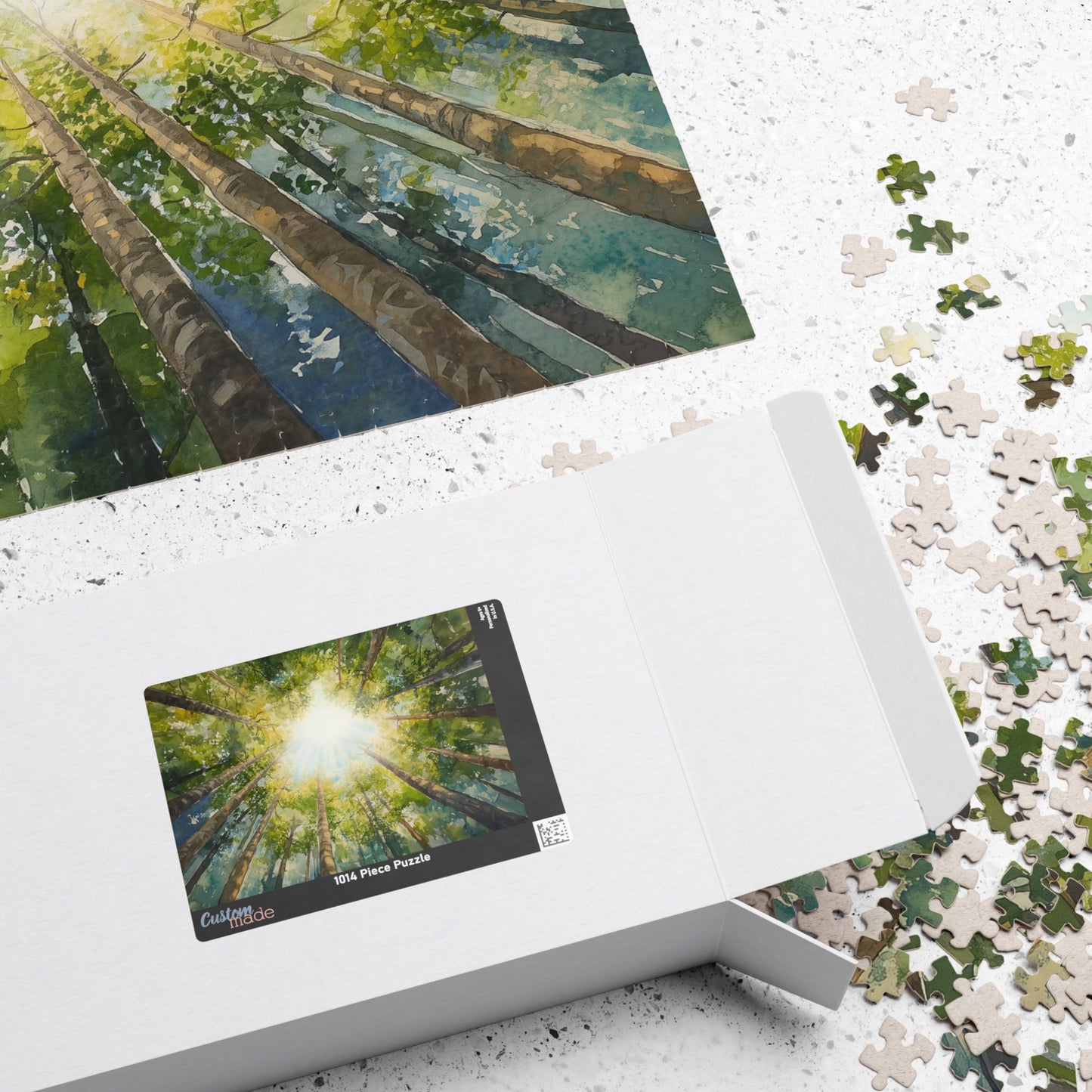 Looking Up Forest Canopy Puzzle (110, 252, 520, 1014 Pieces) - Tree Tops Jigsaw, Nature Perspective Puzzle, Tranquil Forest Gift