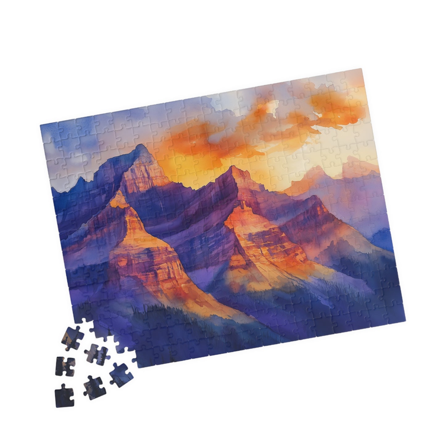 Desert Cliffs at Sunset Puzzle (110, 252, 520, 1014 Pieces) - Bold Southwest Landscape, Vibrant Nature Art Gift