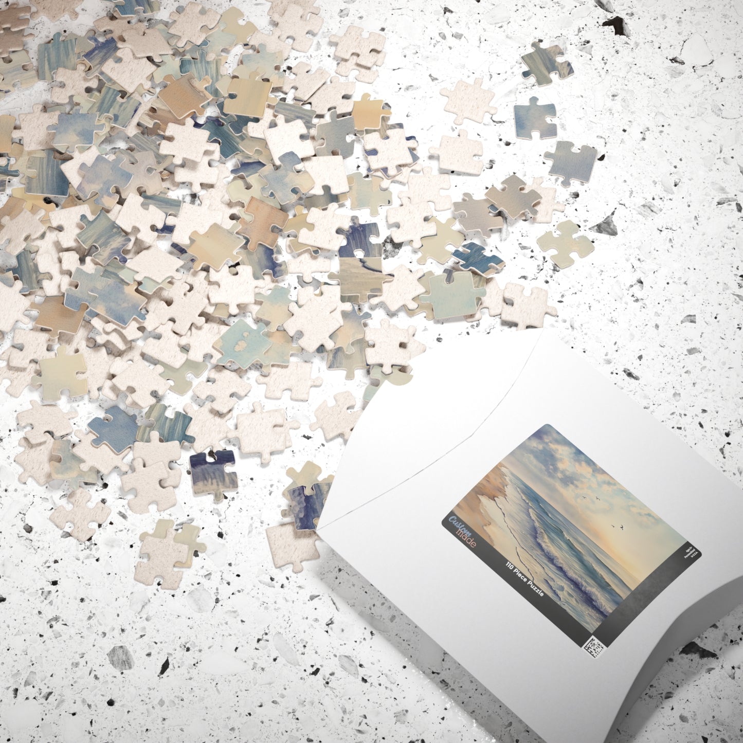 Soft Horizon Puzzle (110, 252, 520, 1014 Pieces) - Tranquil Beach Sunset Jigsaw, Ocean Decor, Relaxing Gift for Nature Lovers, Puzzle Art