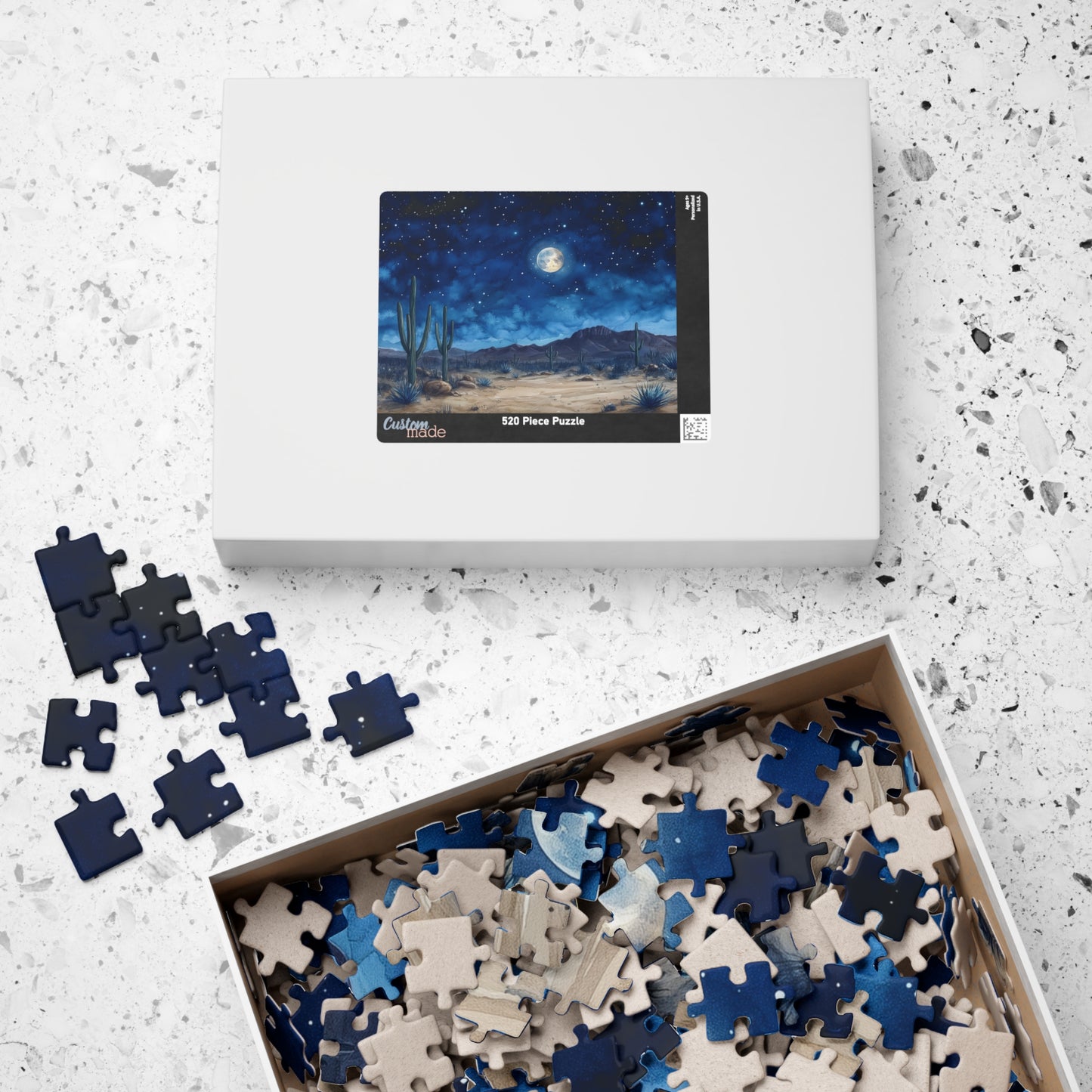 Desert Night Sky Puzzle (110, 252, 520, 1014 Pieces) - Moonlit Southwest Scene, Starry Sky Jigsaw, Gift for Nature Lovers