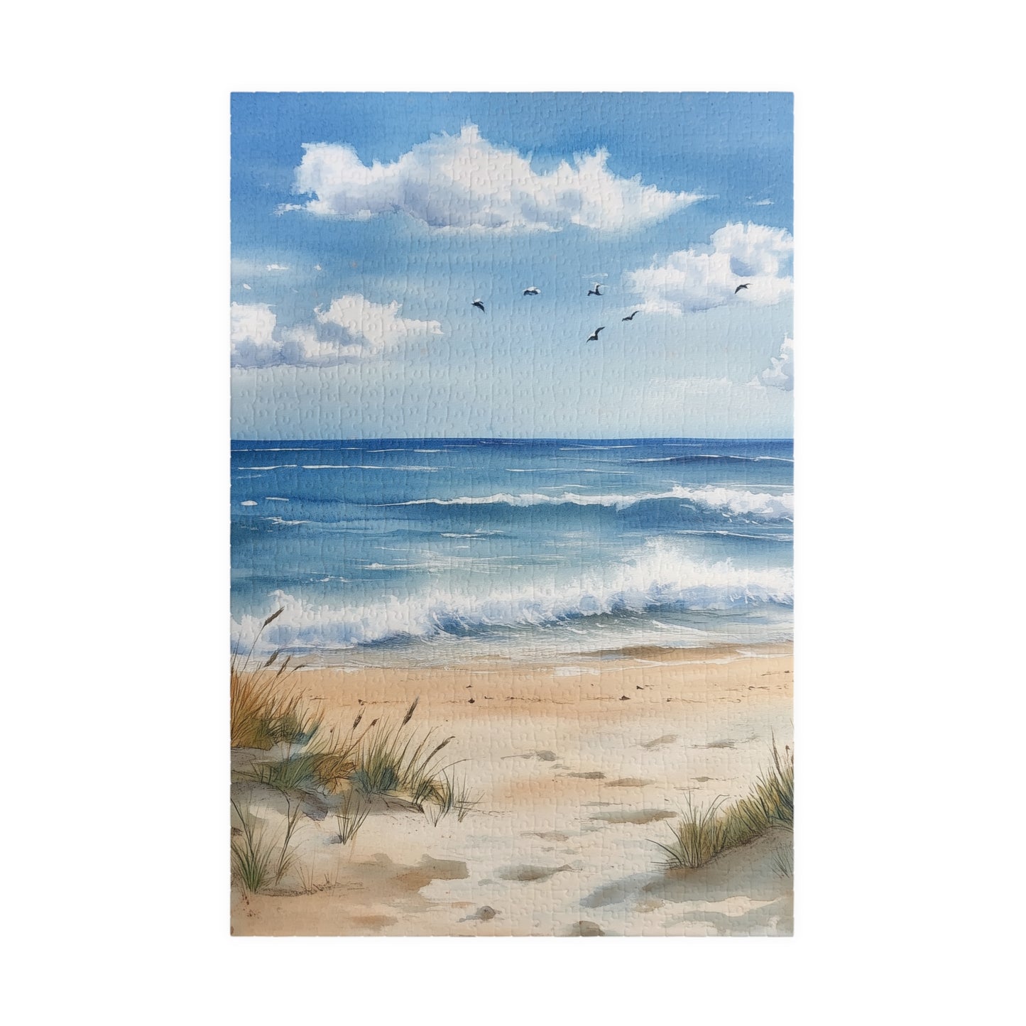 Bright Beach Day Puzzle (110, 252, 520, 1014 Pieces) - Coastal Ocean View, Serene Dunes & Waves, Beach House Decor, Relaxing Puzzle Gift