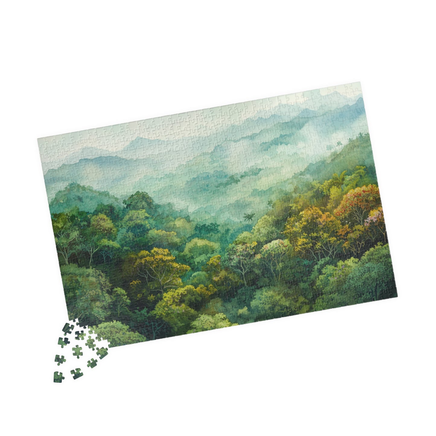 Misty Jungle Canopy Puzzle (110, 252, 520, 1014 Pieces) - Tropical Rainforest Puzzle, Green Nature Decor, Gift for Puzzle & Travel Lovers