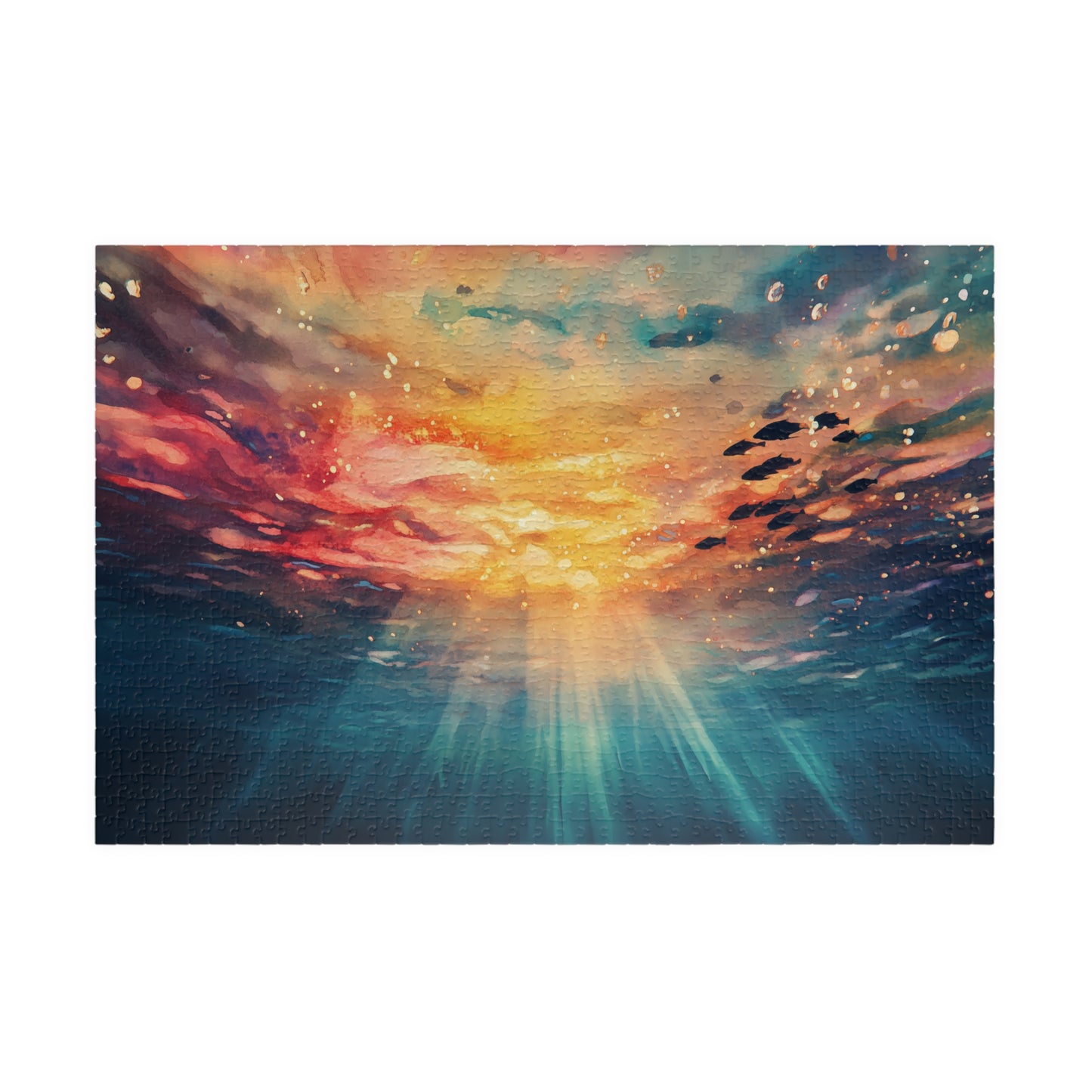 Underwater Sunset Puzzle (110, 252, 520, 1014 Pieces) - Ocean Perspective, Warm Glow, Dreamy Watercolor Scene, Nature-Inspired Puzzle