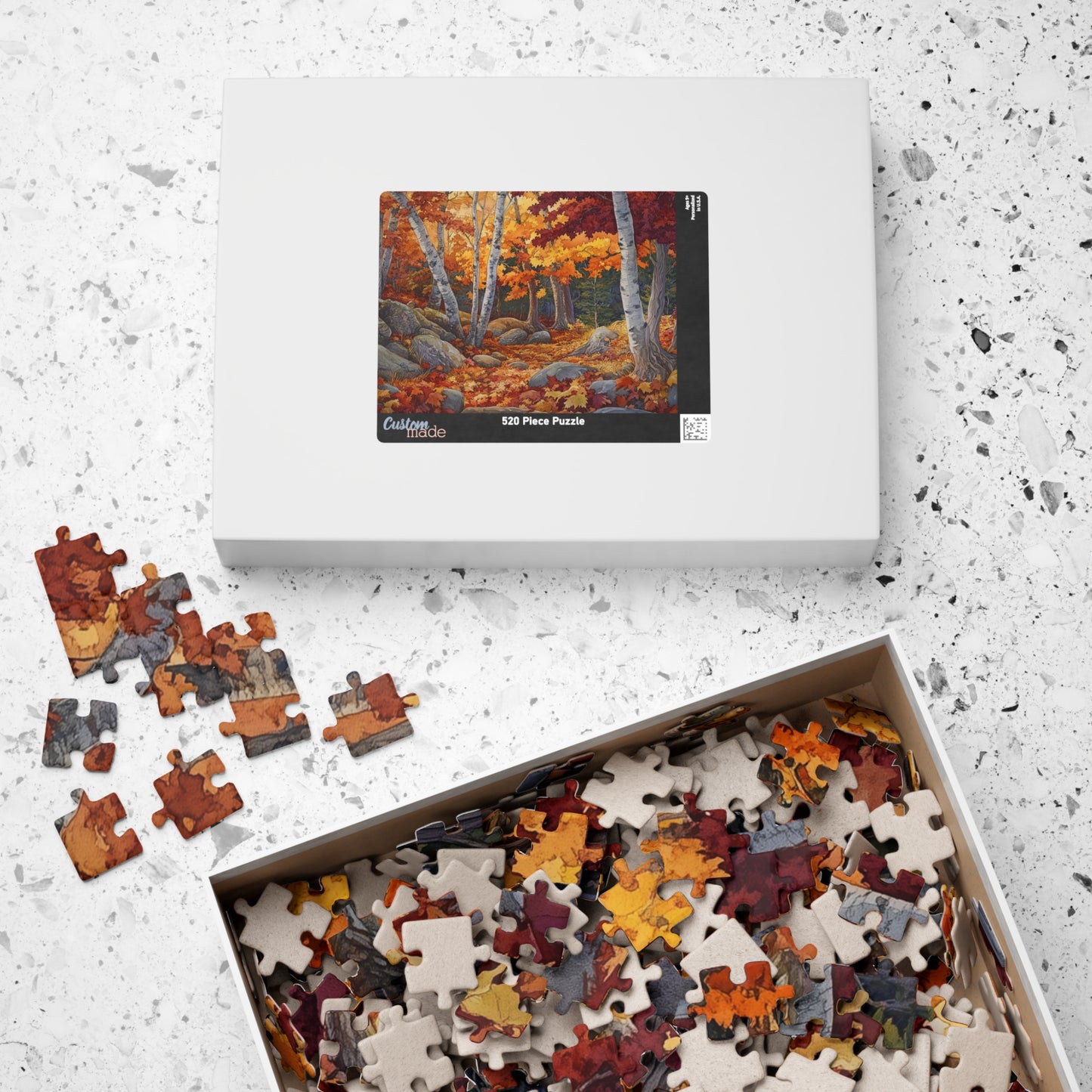 Autumn Mountain Puzzle (110, 252, 520, 1014 Pieces) - Fall Foliage Jigsaw, Forest Trail Art, Nature Gift, Cozy Seasonal Decor