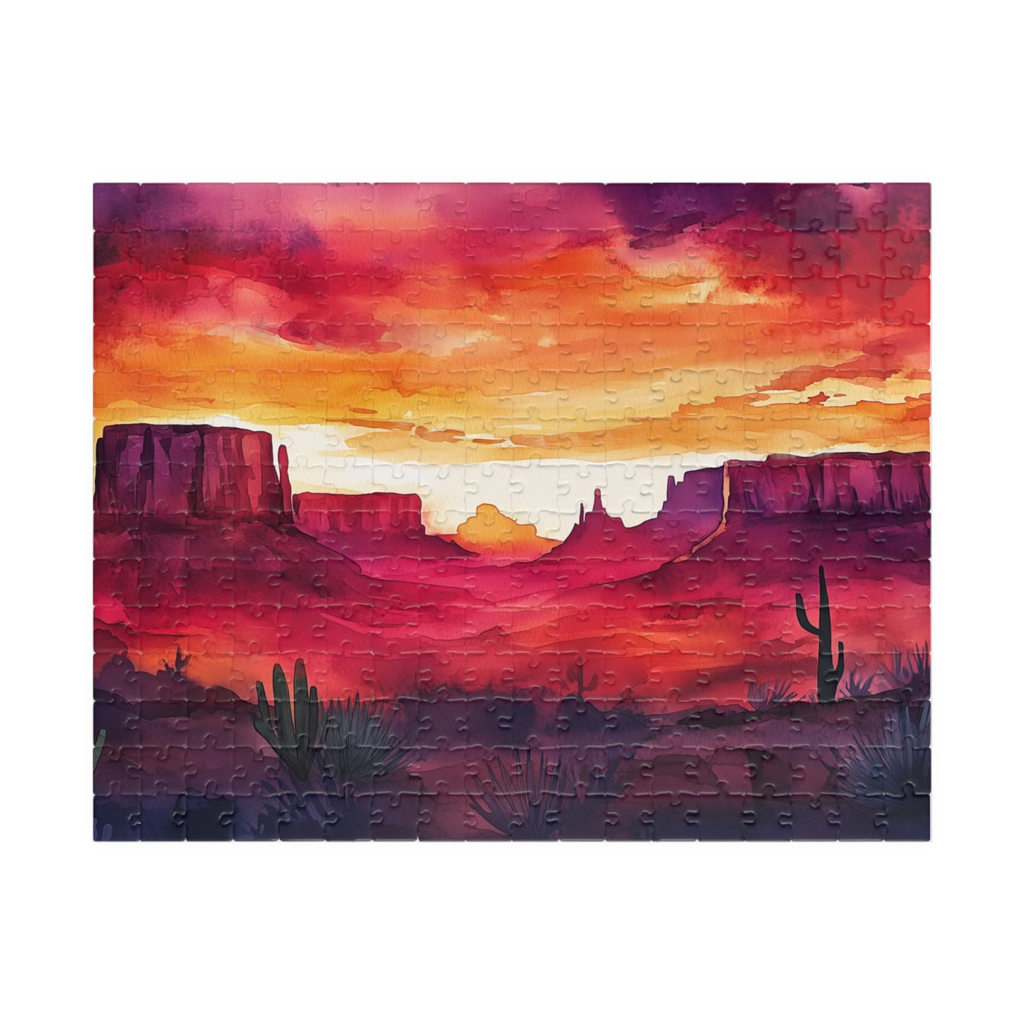 Desert Mesa Puzzle (110, 252, 520, 1014 Pieces) - Southwest Sunset Jigsaw, Bold Nature Art, Gift for Desert Lovers