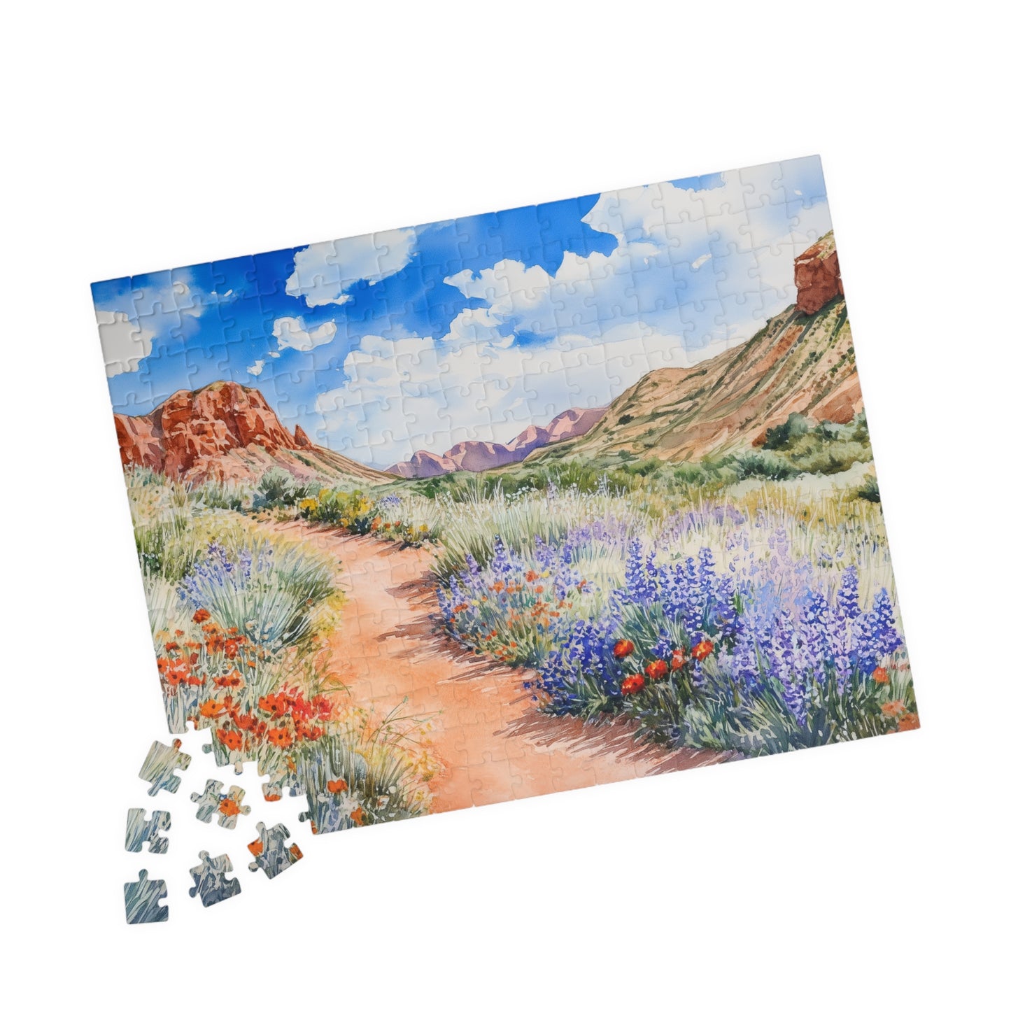Desert Wildflower Trail Puzzle (110, 252, 520, 1014 Pieces) - Colorful Nature Puzzle, Hiking Scenery, Gift for Outdoor Lovers