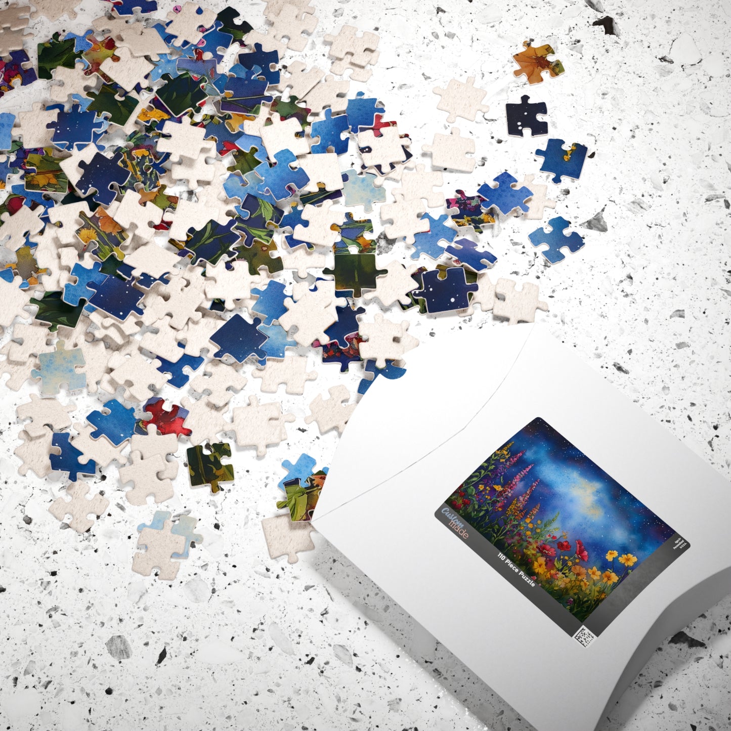 Celestial Bloom Puzzle (110, 252, 520, 1014 Pieces) - Colorful Wildflowers Beneath a Dreamy Starry Sky, Floral Blooms Under a Night Sky