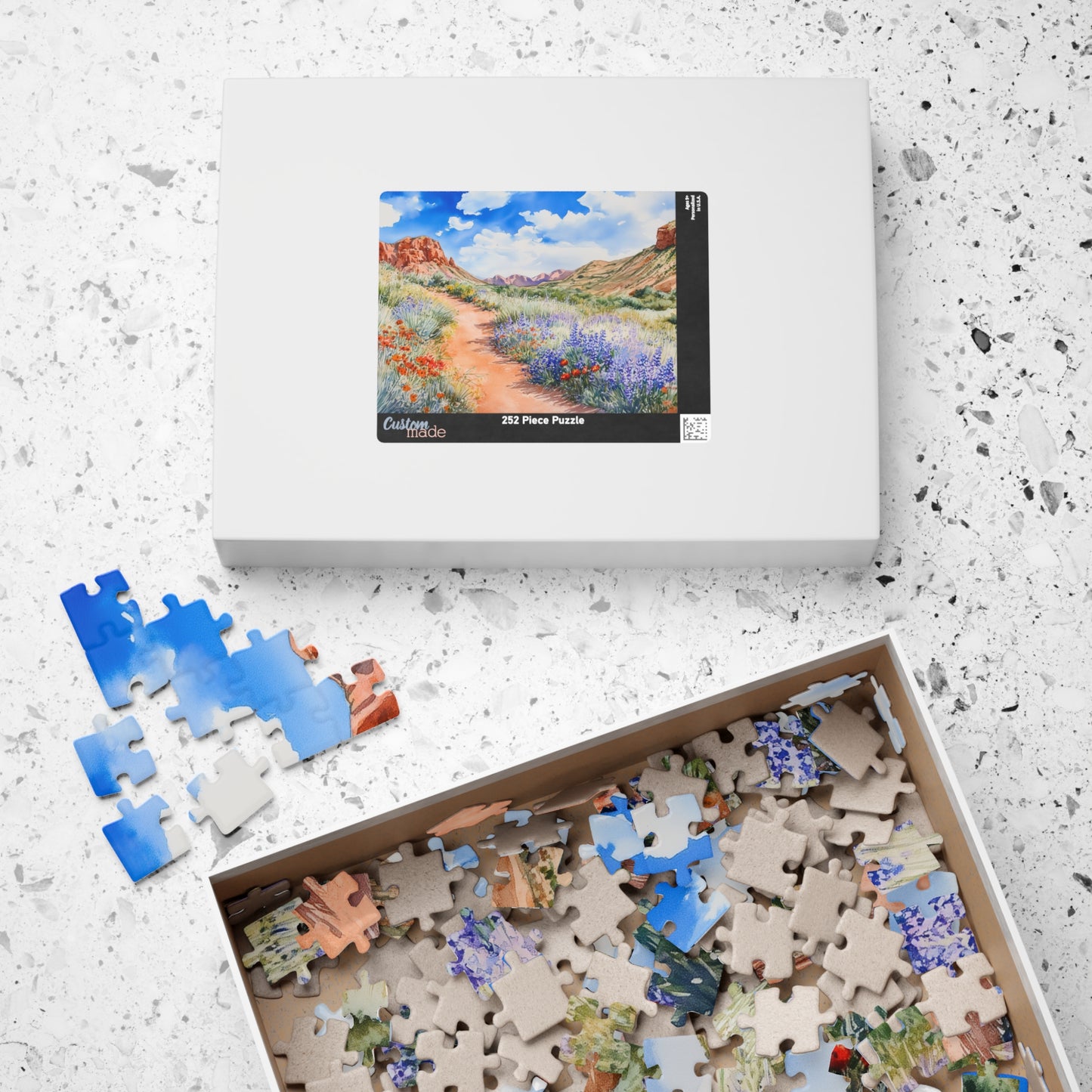 Desert Wildflower Trail Puzzle (110, 252, 520, 1014 Pieces) - Colorful Nature Puzzle, Hiking Scenery, Gift for Outdoor Lovers