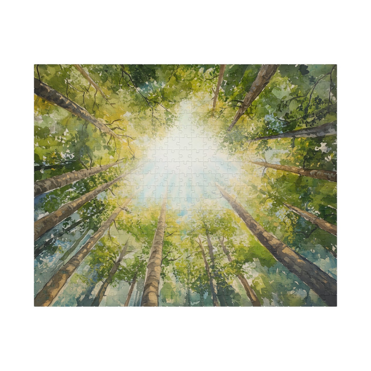 Looking Up Forest Canopy Puzzle (110, 252, 520, 1014 Pieces) - Tree Tops Jigsaw, Nature Perspective Puzzle, Tranquil Forest Gift
