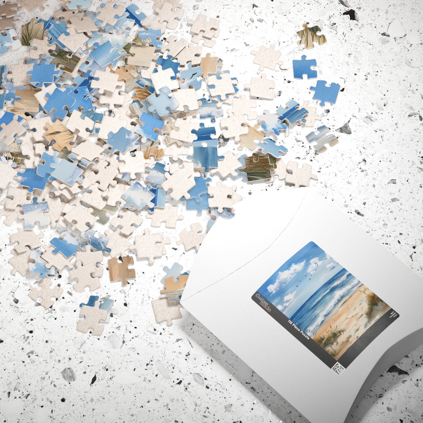 Bright Beach Day Puzzle (110, 252, 520, 1014 Pieces) - Coastal Ocean View, Serene Dunes & Waves, Beach House Decor, Relaxing Puzzle Gift