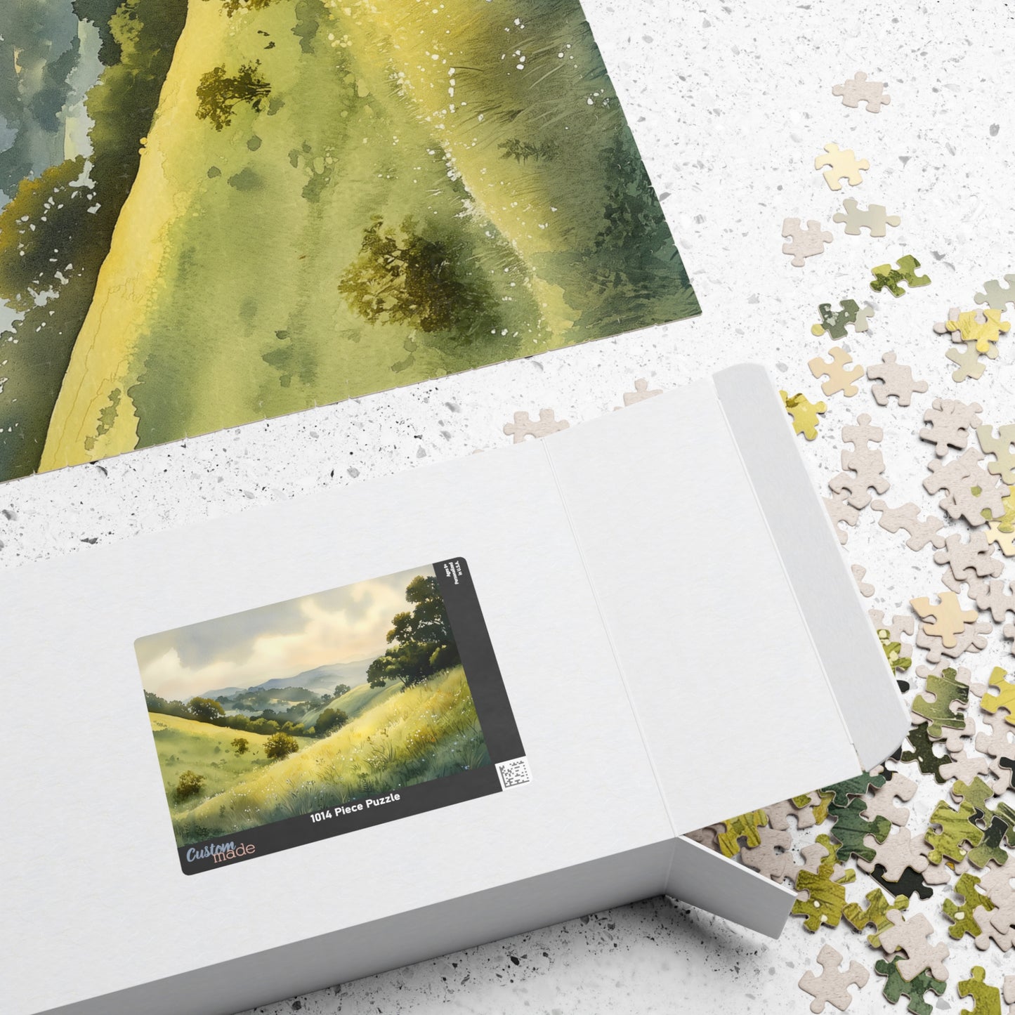 Rolling Grassy Hills Puzzle (110, 252, 520, 1014 Pieces) - Soft Light, Peaceful Landscape, Serene Horizon, Stress Relief Activity
