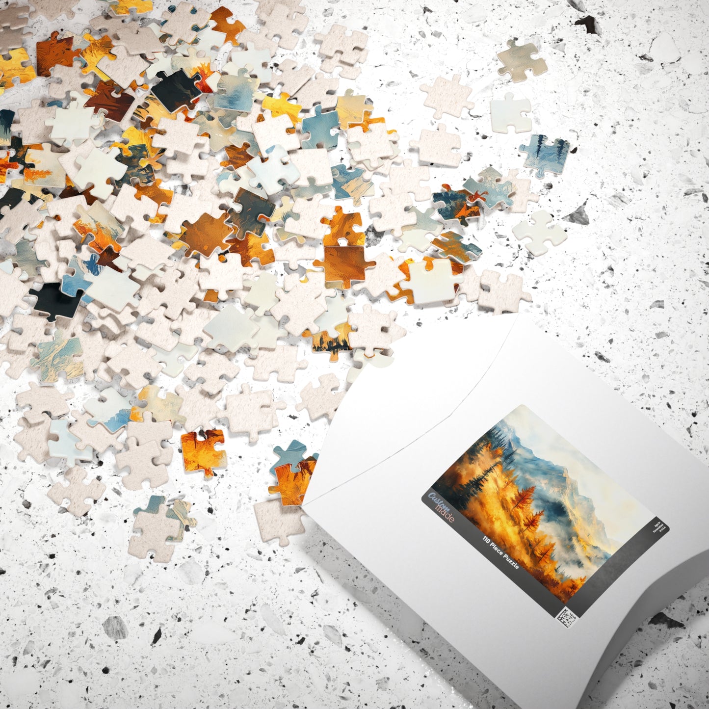 Golden Hillside Puzzle (110, 252, 520, 1014 Pieces) - Autumn Forest Jigsaw, Tranquil Nature Puzzle, Misty Mountain Decor, Fall Lover Gift
