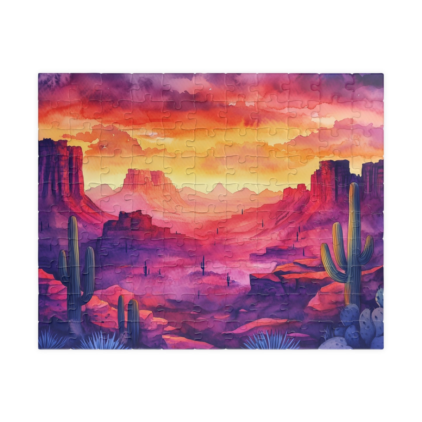 Cactus Canyon Sunset Puzzle (110, 252, 520, 1014 Pieces) - Vibrant Desert Scene, Bold Nature Puzzle, Southwest Landscape Gift