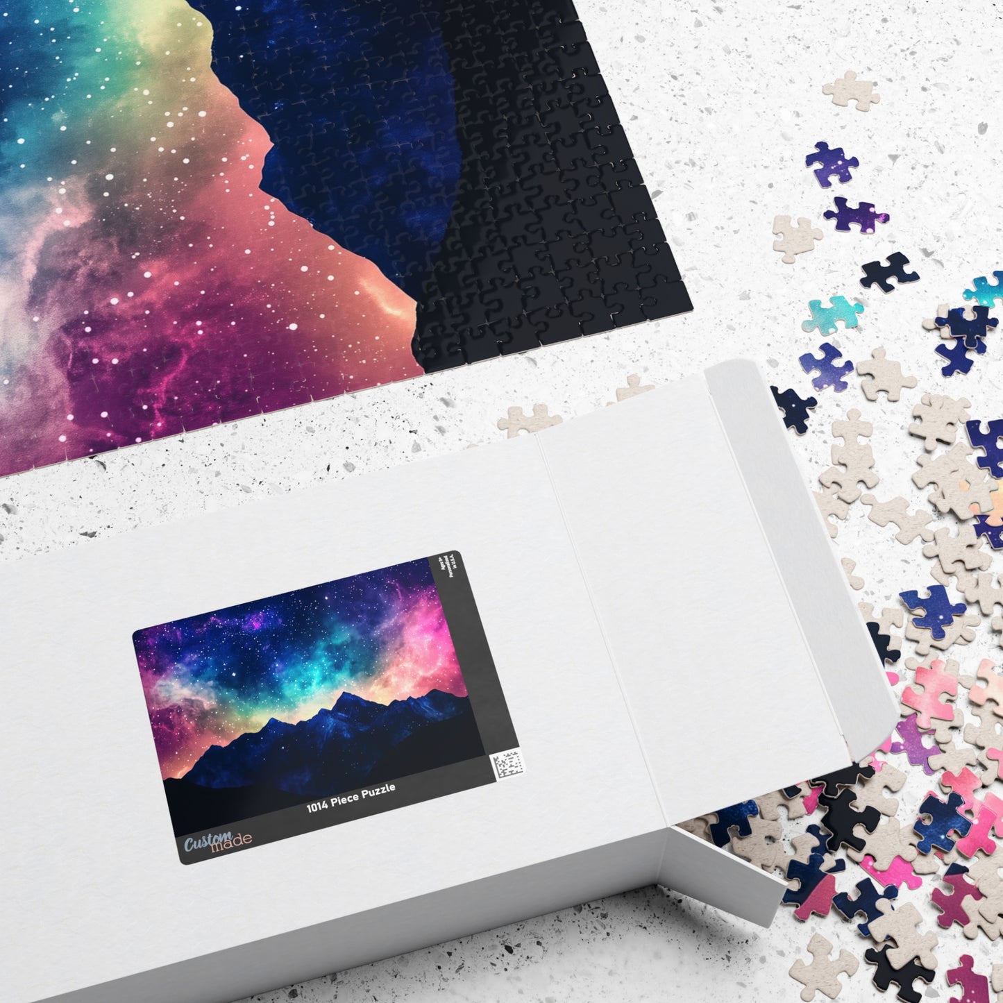 Vivid Galaxy Over Mountain Silhouettes Puzzle (110, 252, 520, 1014 Pieces) - Cosmic Sky, Stargazing Serenity, Bold Colors, Puzzle Lovers