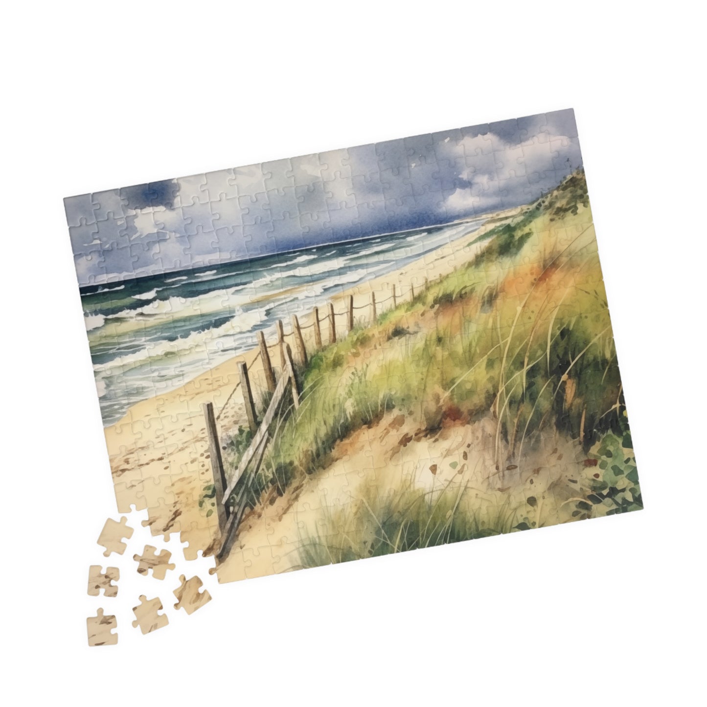 Coastal Dune Puzzle (110, 252, 520, 1014 Pieces) - Tranquil Beach Scene, Soothing Ocean Art, Relaxing Puzzle for Beach Lovers & Families