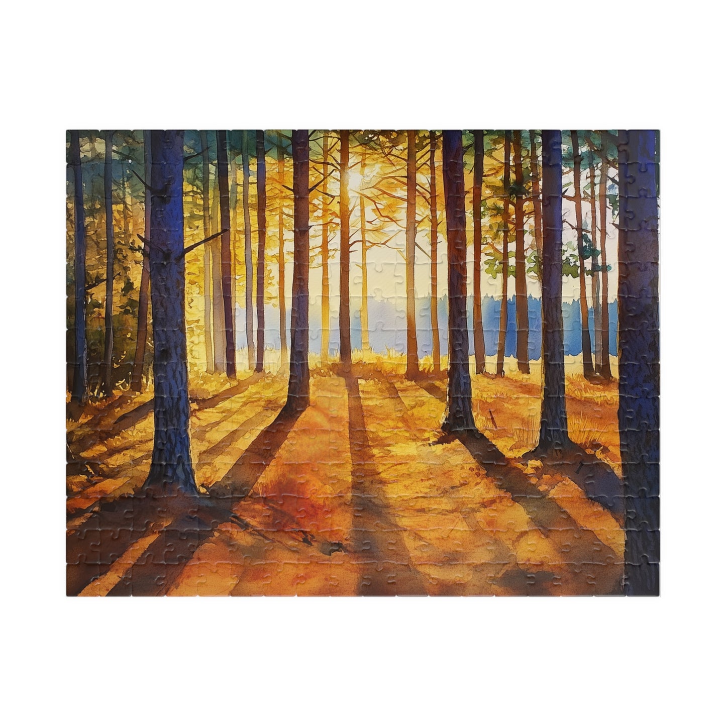 Golden Hour Forest Puzzle (110, 252, 520, 1014 Pieces) - Pine Tree Jigsaw, Cozy Woodland Art, Nature Lover Gift
