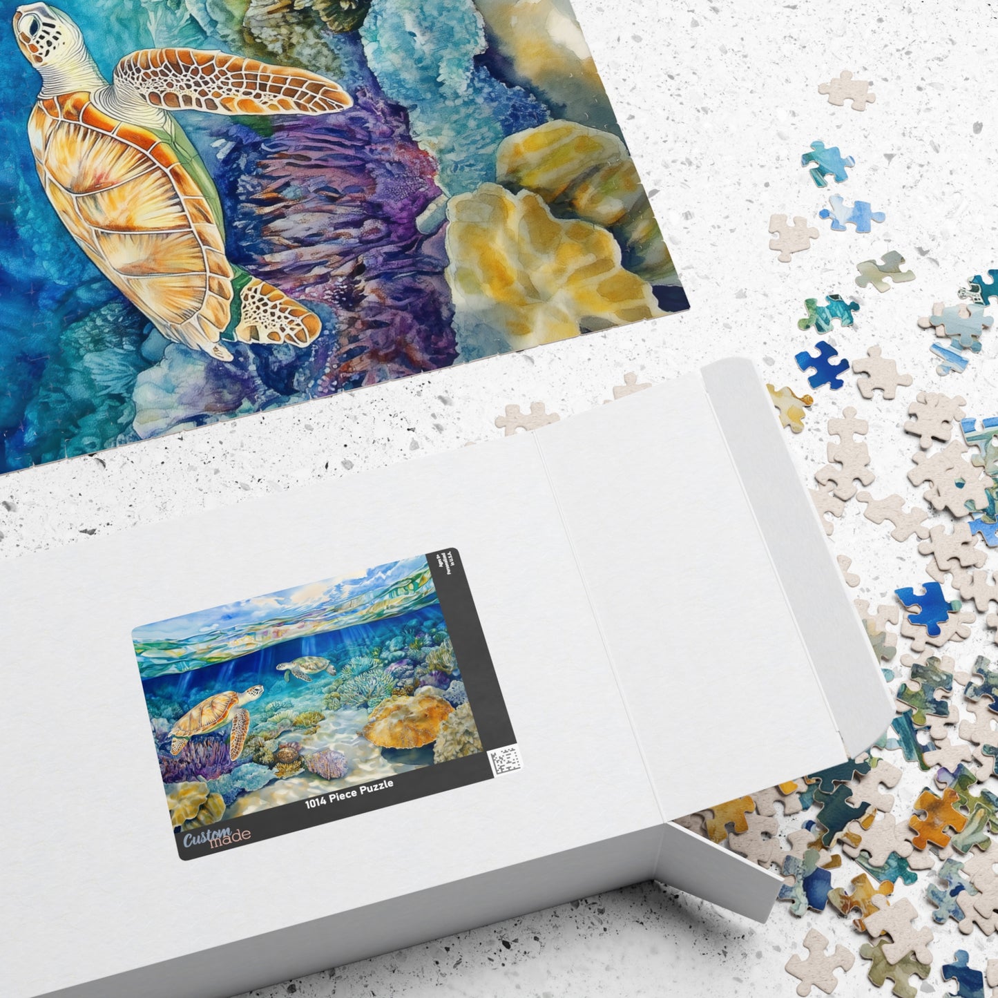 Ocean Reef and Sea Turtles Puzzle (110, 252, 520, 1014 Pieces) - Tropical Coral, Vibrant Underwater Scene, Marine Wildlife
