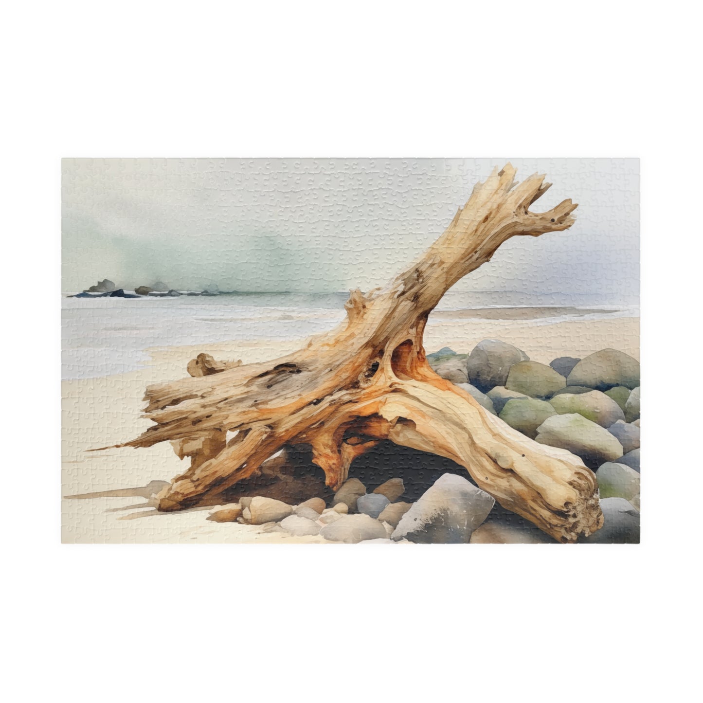 Driftwood Coast Puzzle (110, 252, 520, 1014 Pieces) - Serene Beach Decor, Relaxing Coastal Art, Mindful Gift for Nature Lovers