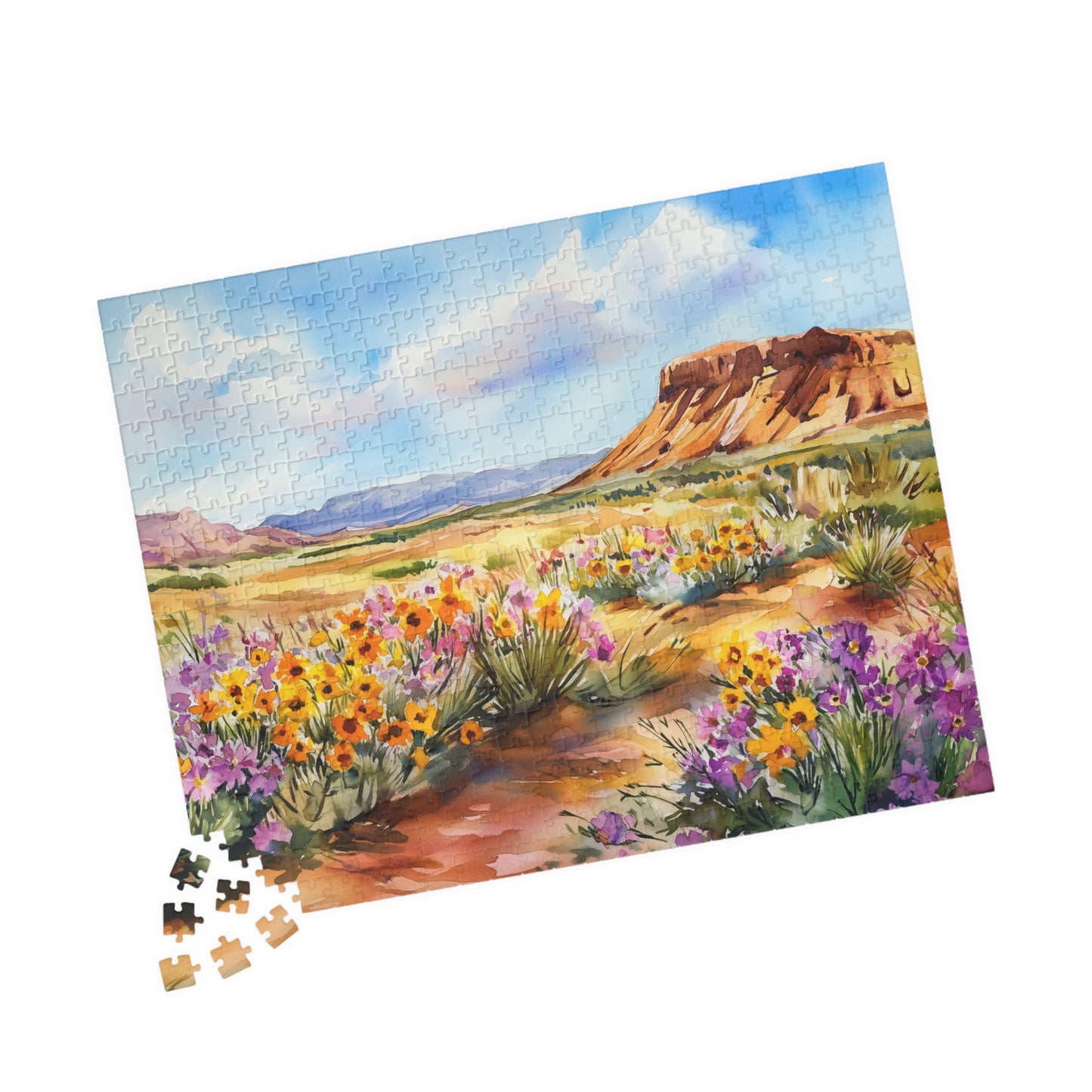 Desert Bloom Puzzle (110, 252, 520, 1014 Pieces) - Wildflower Landscape Jigsaw, Southwest Art, Gift for Nature & Puzzle Lovers
