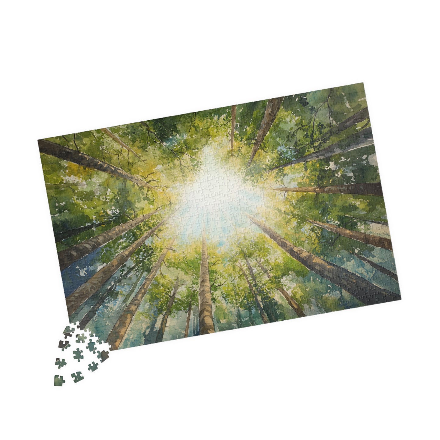 Looking Up Forest Canopy Puzzle (110, 252, 520, 1014 Pieces) - Tree Tops Jigsaw, Nature Perspective Puzzle, Tranquil Forest Gift